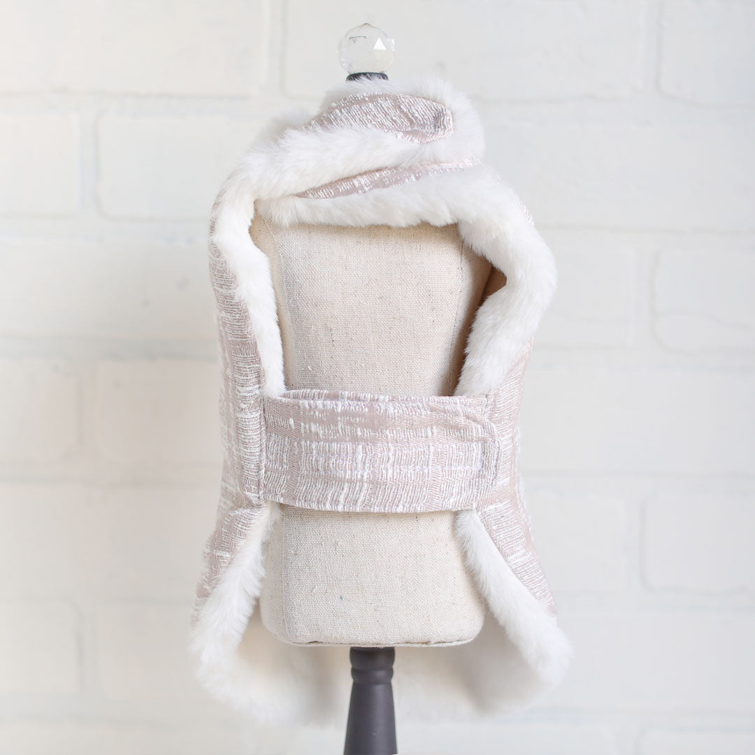 Hello Doggie Gia Faux Fur Sliver Dog Coat