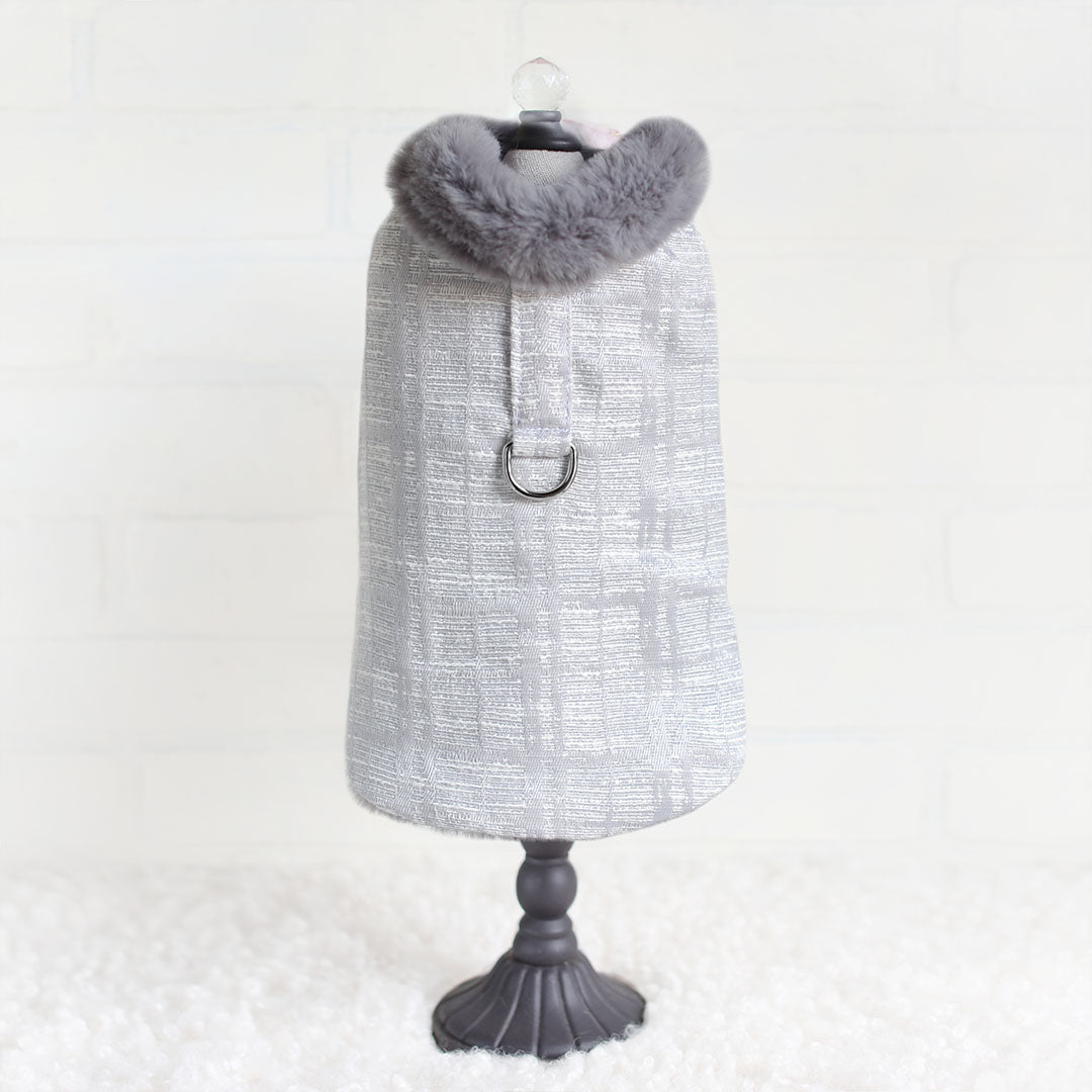 Hello Doggie Gia Faux Fur Sliver Dog Coat
