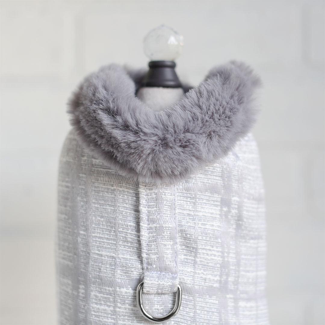 Hello Doggie Gia Faux Fur Sliver Dog Coat
