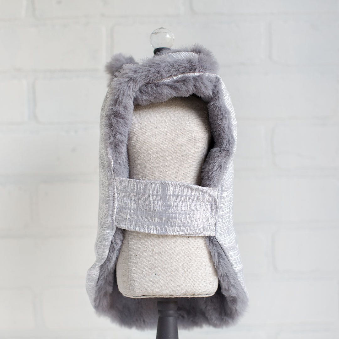Hello Doggie Gia Faux Fur Sliver Dog Coat