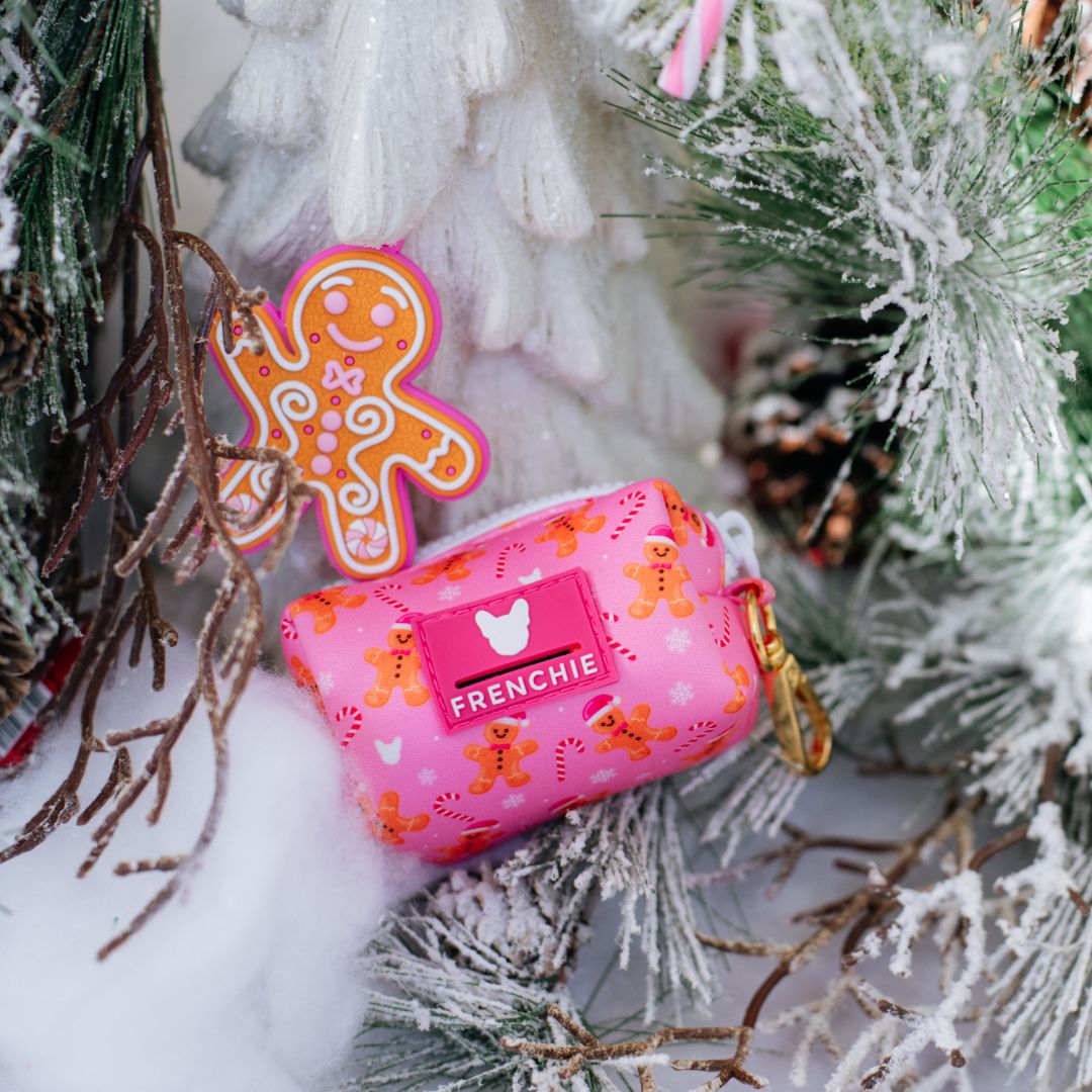 Frenchie Poo Bag Holder - Gingerbread (Pink)