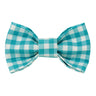 Gingham Check Turquoise Dog Bow Tie