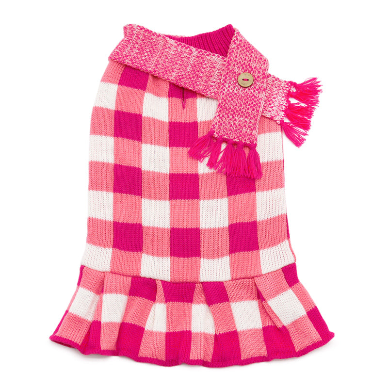 DOGO Gingham Dog Sweater Dress