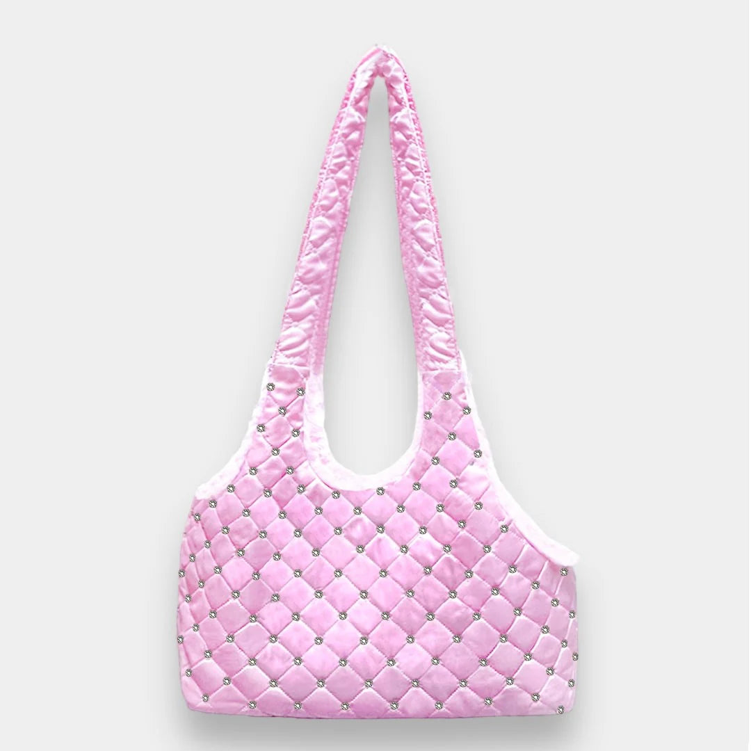 Hello Doggie Glamour Baby Ultra-Plush Satin Swarovski Crystal Snow White Dog Carrier