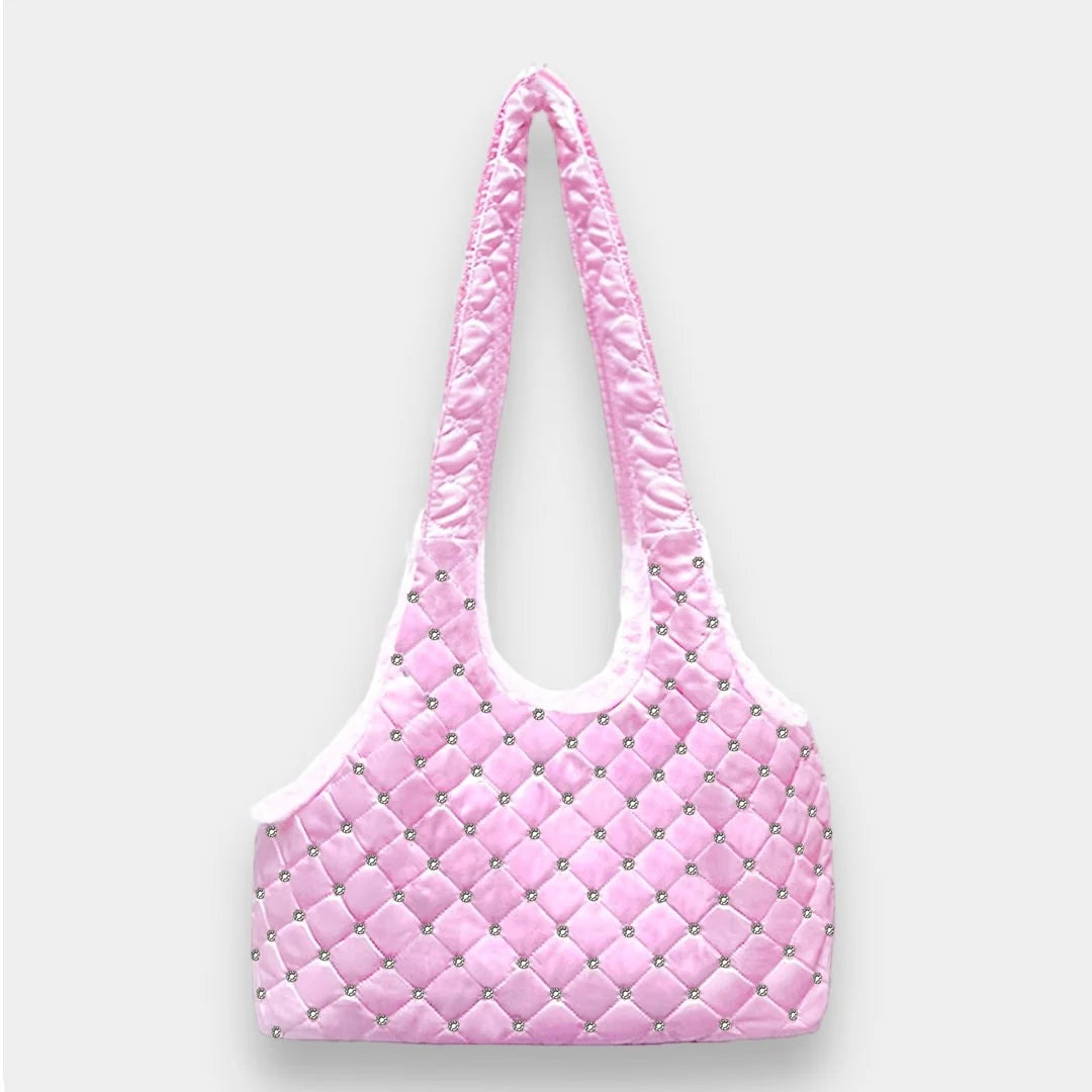 Hello Doggie Glamour Baby Ultra-Plush Satin Swarovski Crystal Snow White Dog Carrier
