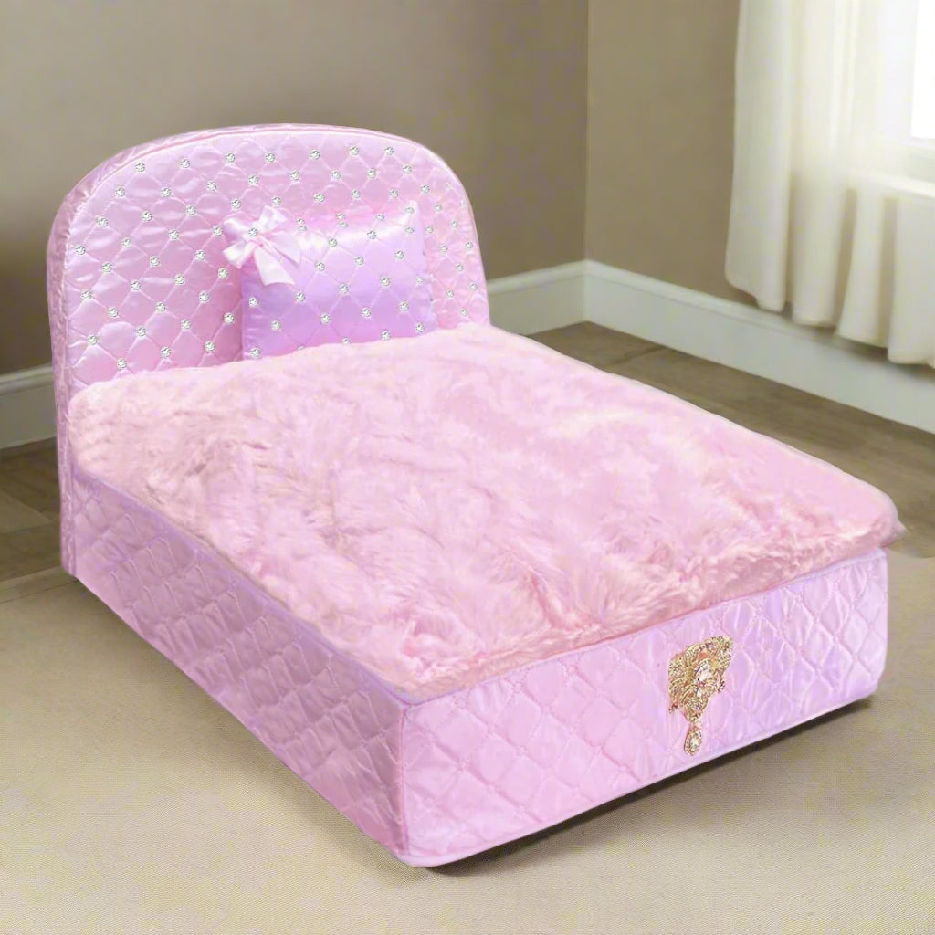 Hello Doggie Glamour Baby Snow White Swarovski Crystal Satin Dog Bed