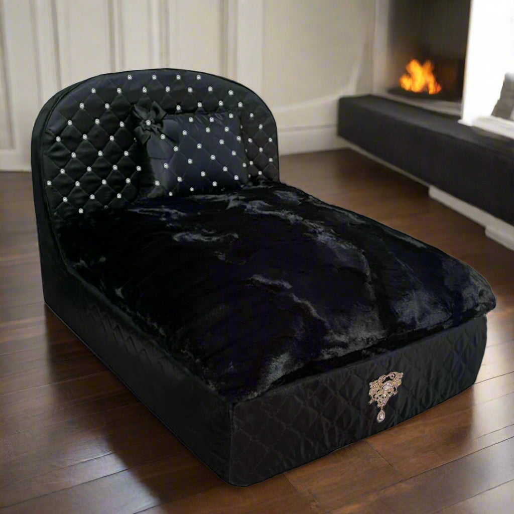 Hello Doggie Glamour Baby Snow White Swarovski Crystal Satin Dog Bed