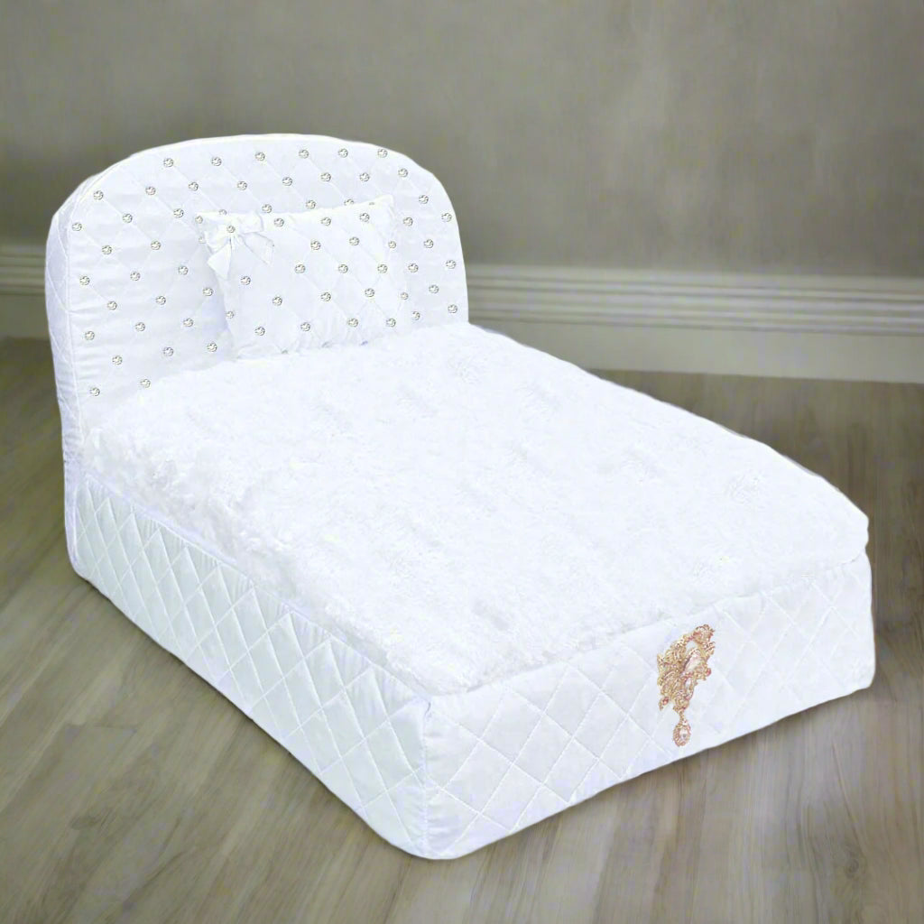 Hello Doggie Glamour Baby Snow White Swarovski Crystal Satin Dog Bed