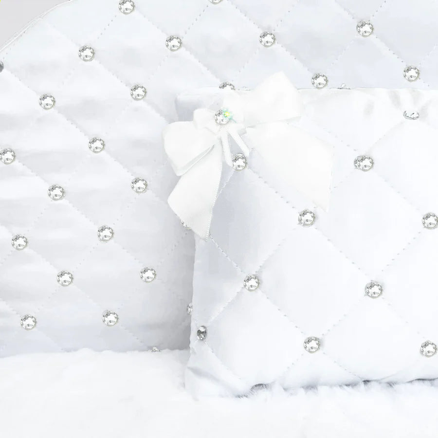 Hello Doggie Glamour Baby Snow White Swarovski Crystal Satin Dog Bed