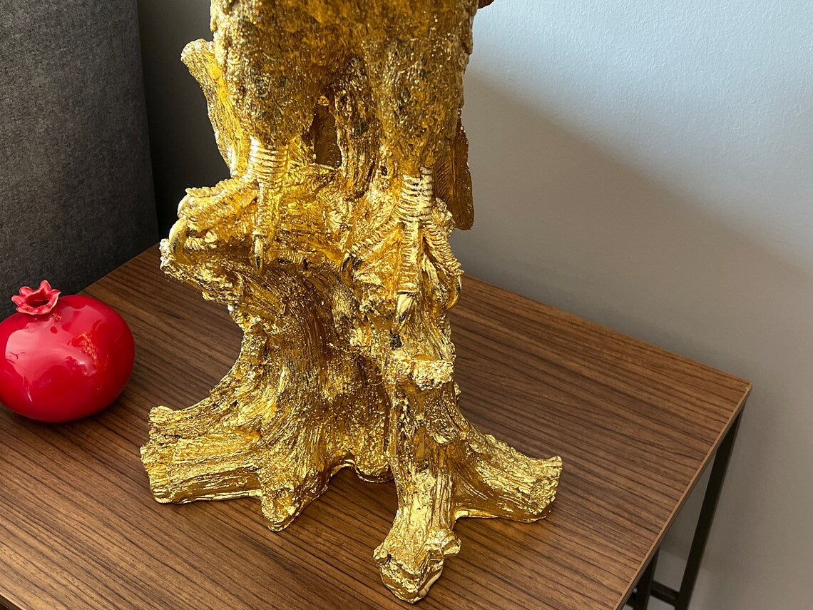 Gold Eagle on Perch Statue