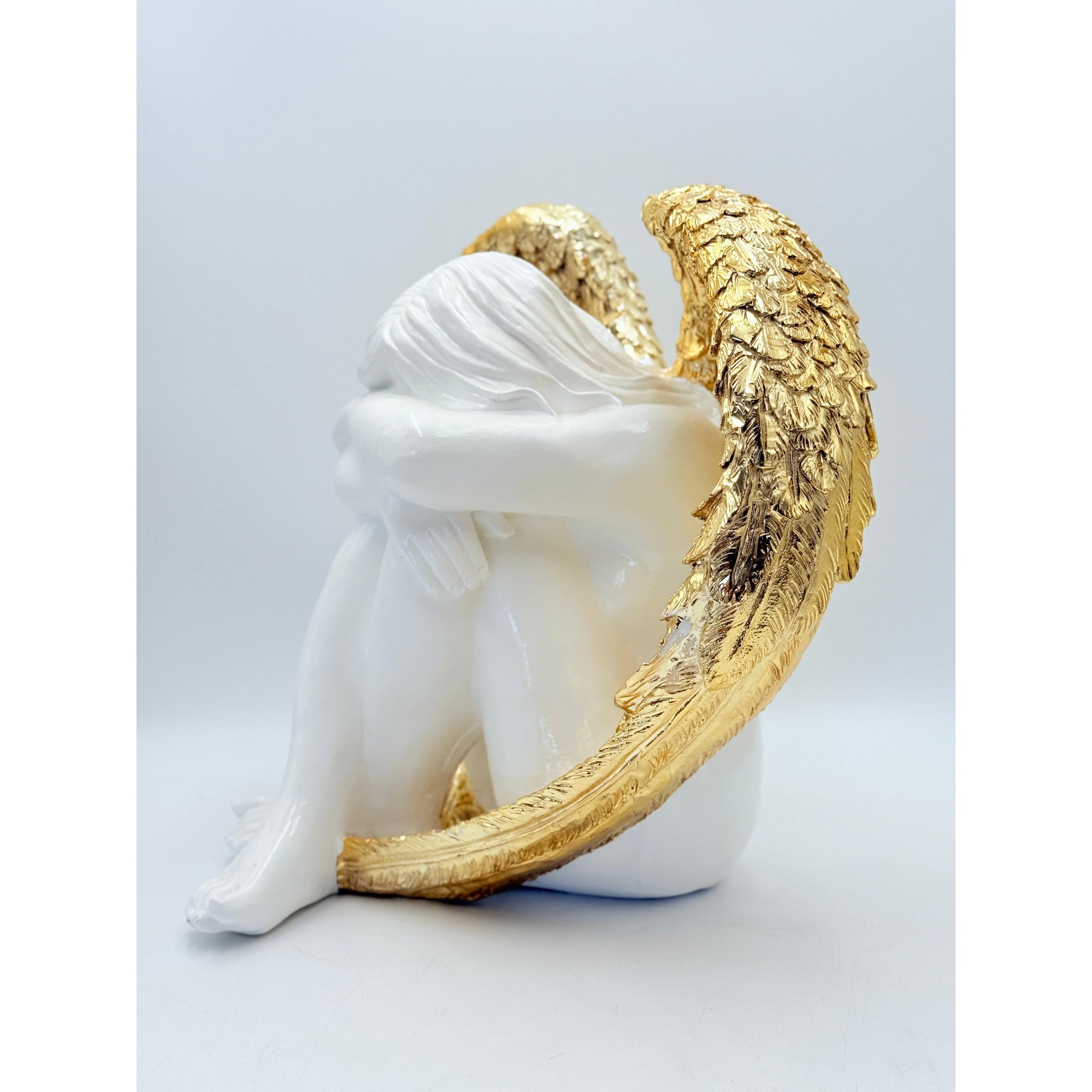 Angel Sculpture - Gold Chrome Wings Gold; Red Chrome Decor Sculpture image 3 - HT Animal Supply