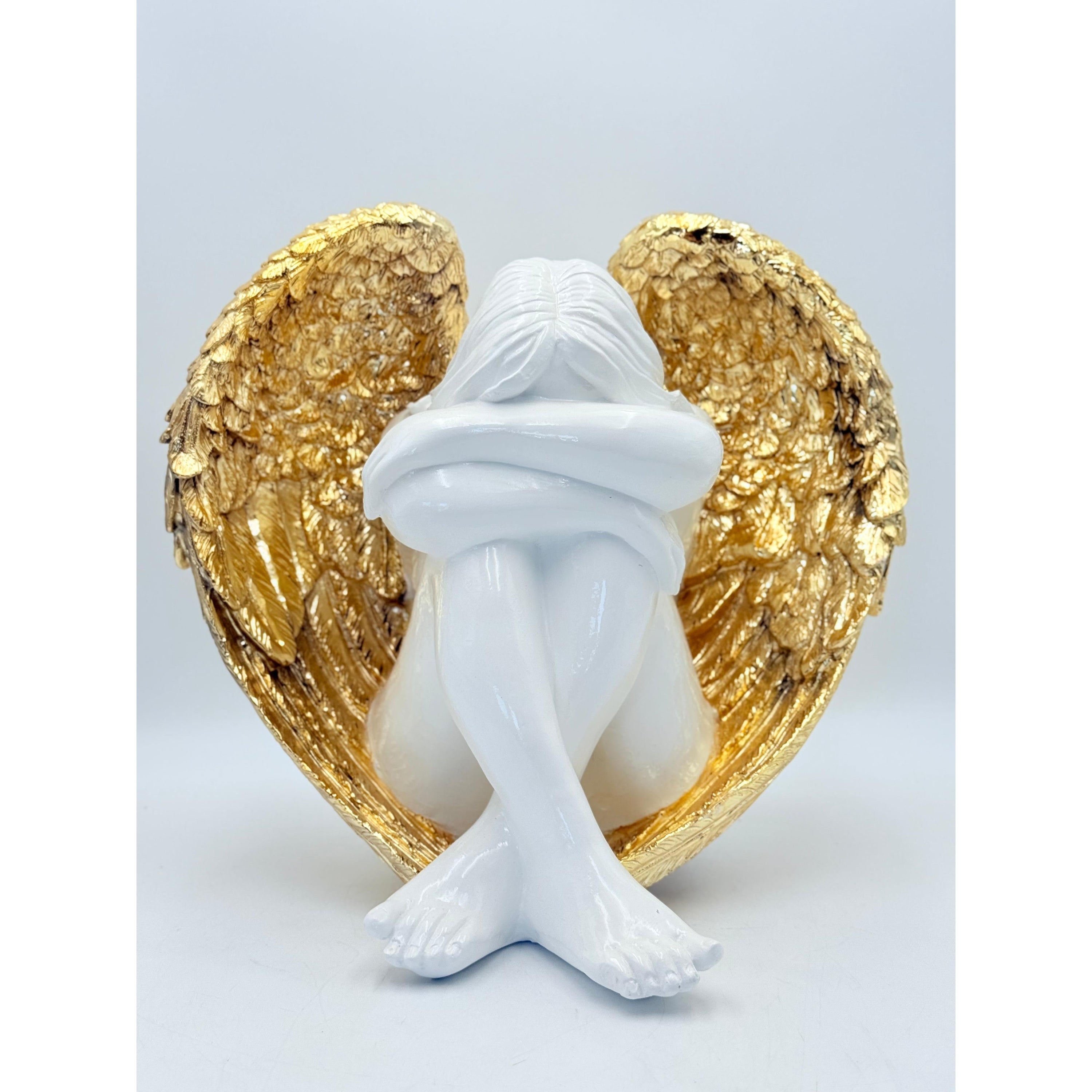 Angel Sculpture - Gold Chrome Wings Gold; Red Chrome Decor Sculpture image 4 - HT Animal Supply
