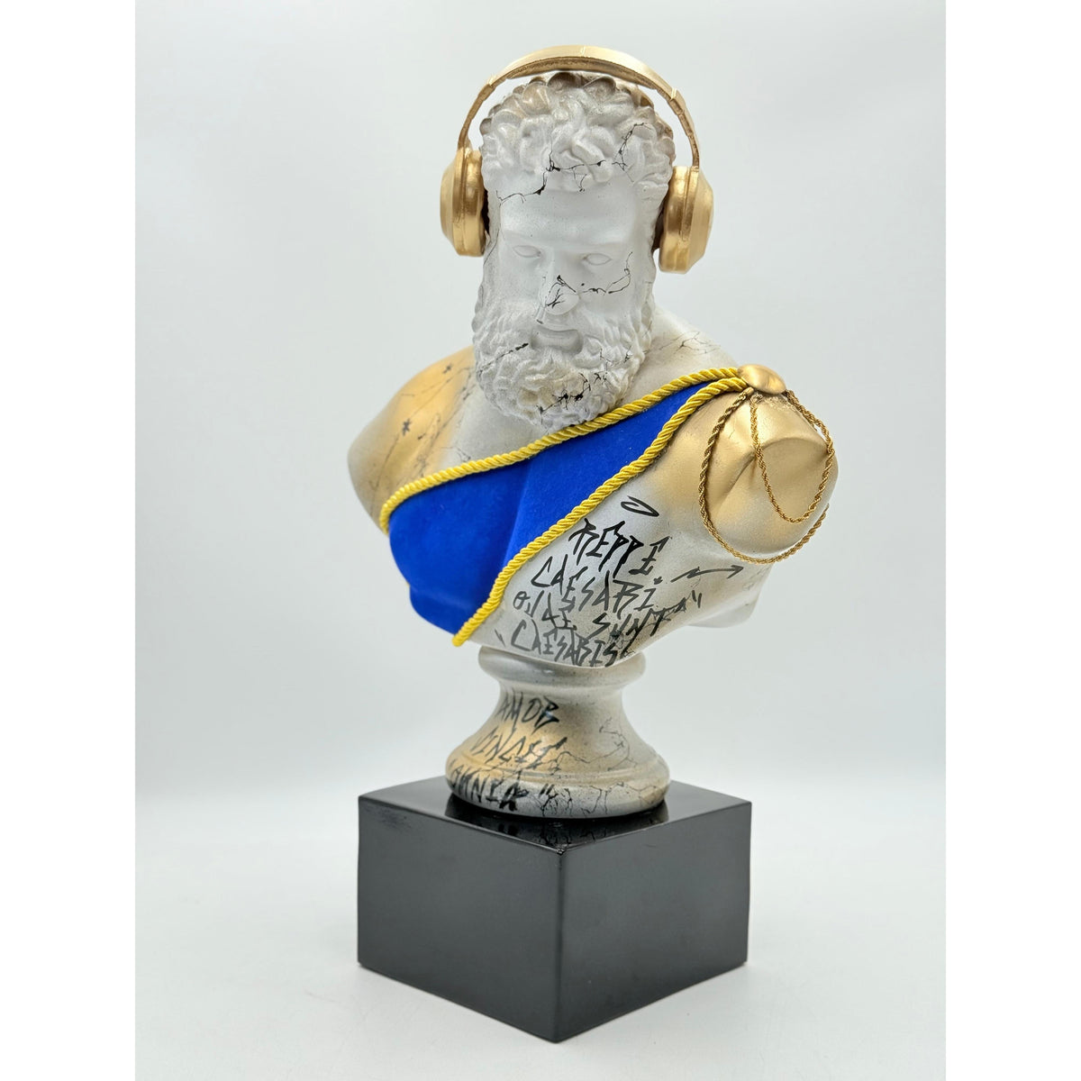 And Iconic Hercules Bust Sculpture White and Gold Modern Mythology Statue