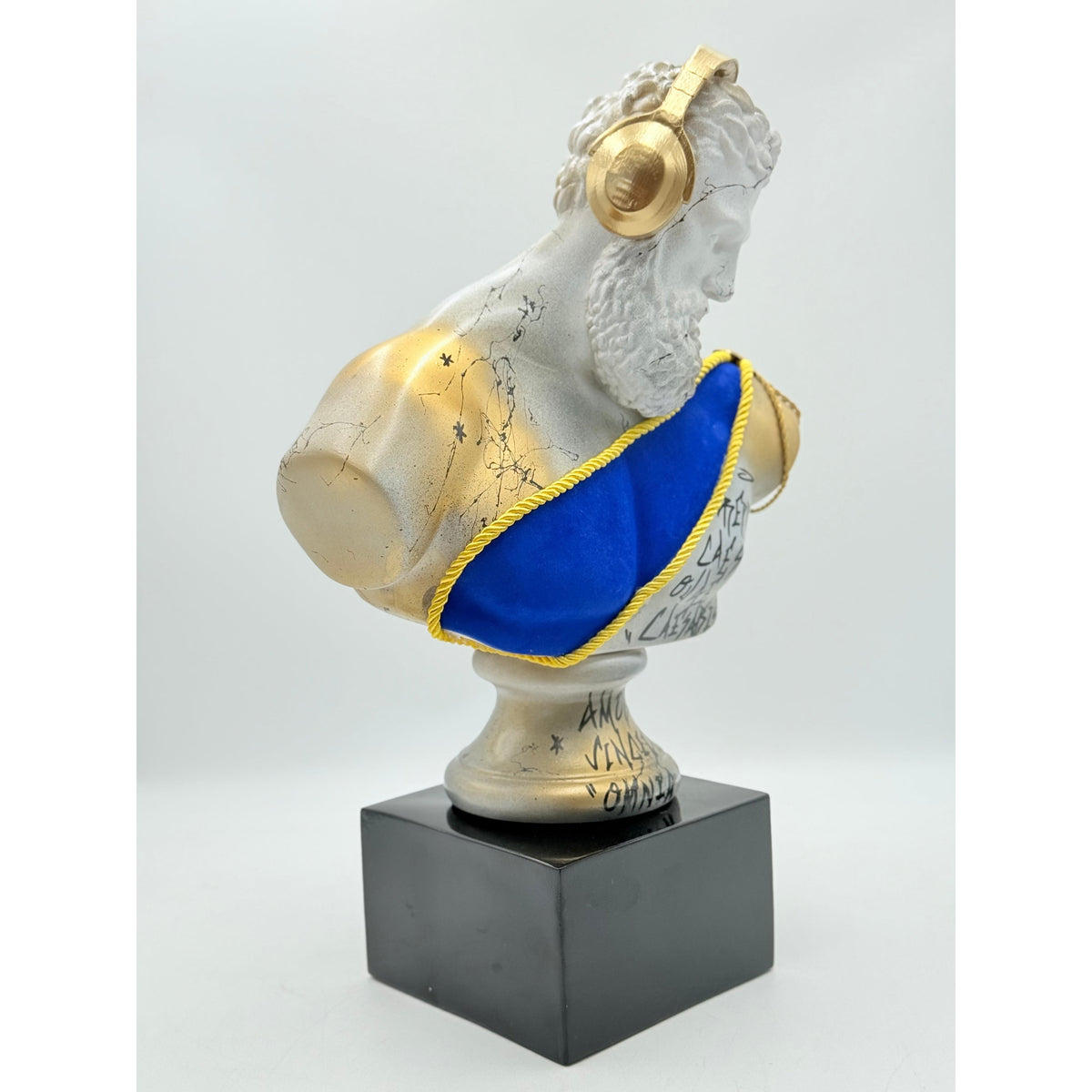 And Iconic Hercules Bust Sculpture White and Gold Modern Mythology Statue