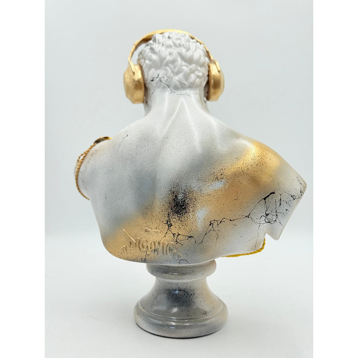 And Iconic Hercules Bust Sculpture White and Gold Modern Mythology Statue
