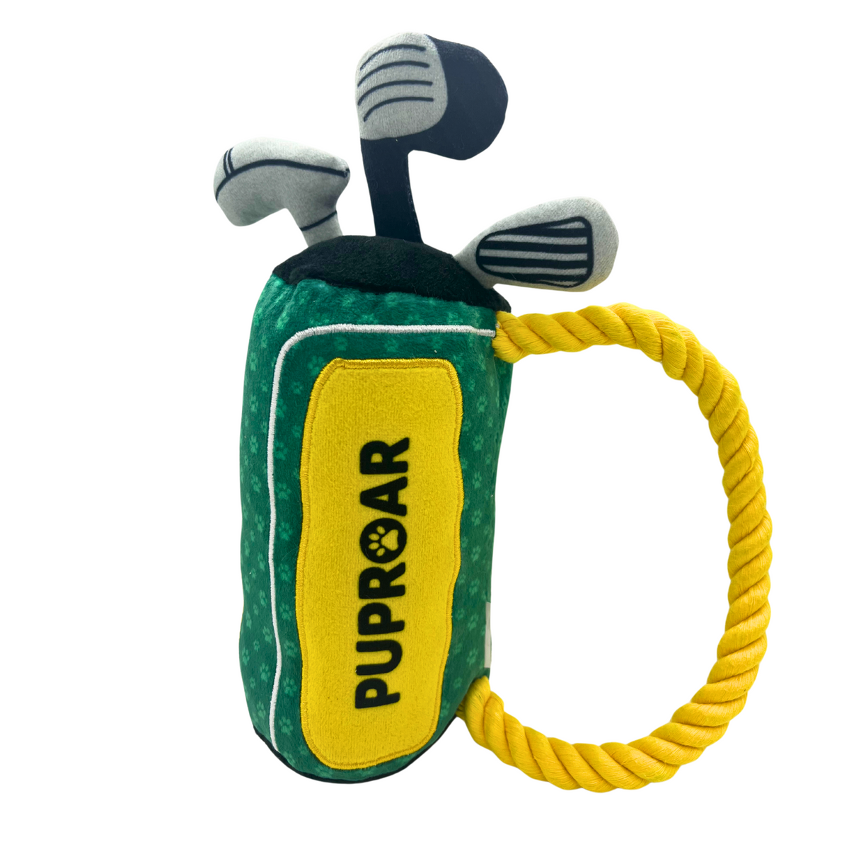 PUPROAR Golf Dog Toy - Cute Squeaky Plush Dog Toy with Rope and Crinkle