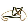 Fashion Dog Harness and Chain Leash Set - Olive Green with Gold Studs