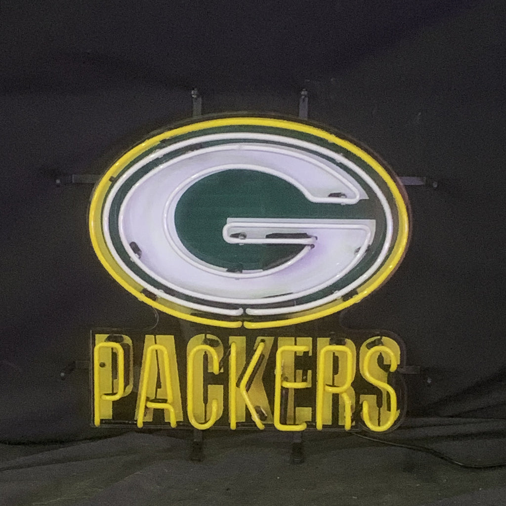 Green Bay Packers Logo Real Glass Neon Sign