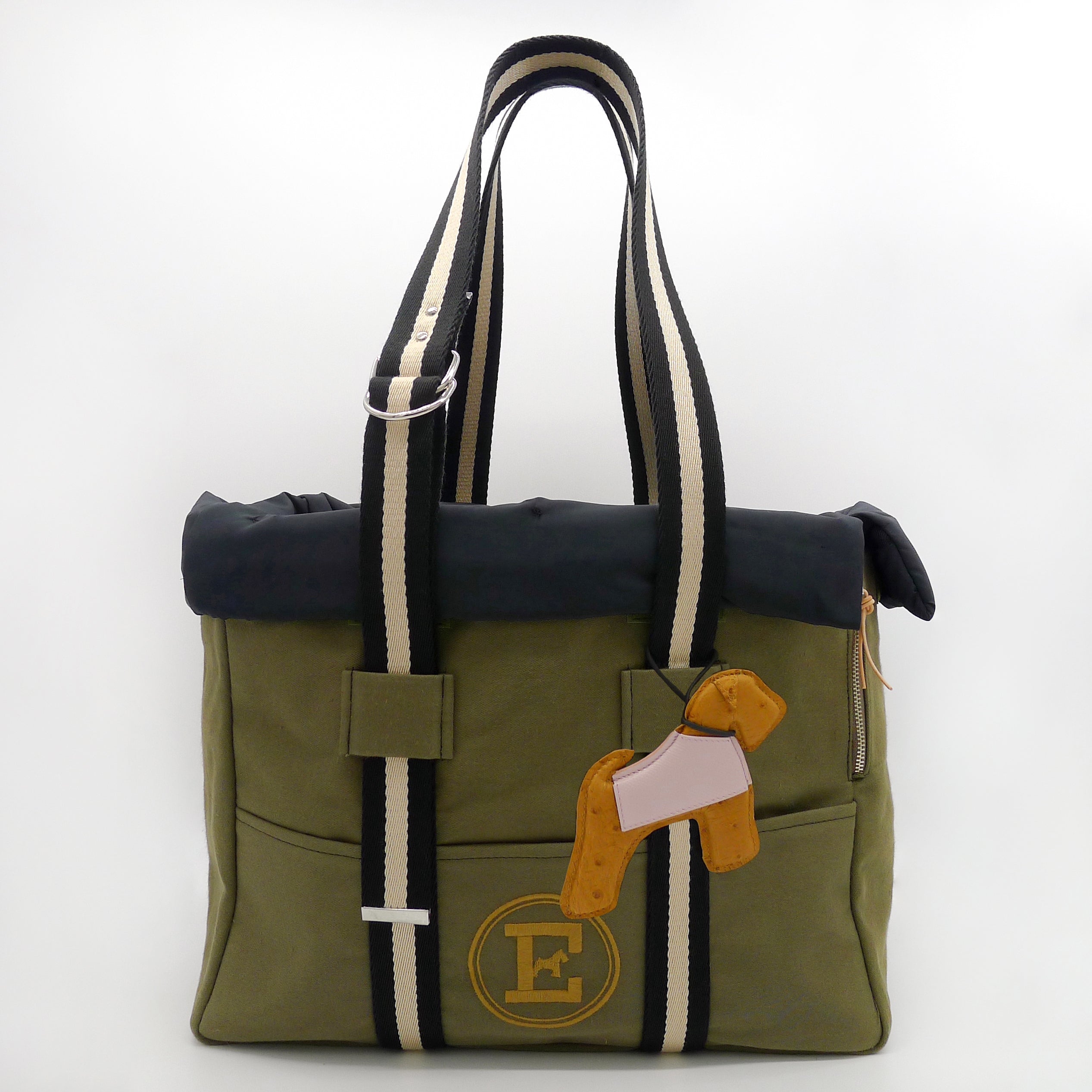 Green Canvas Pet Carrier with Removable Quilted Interior