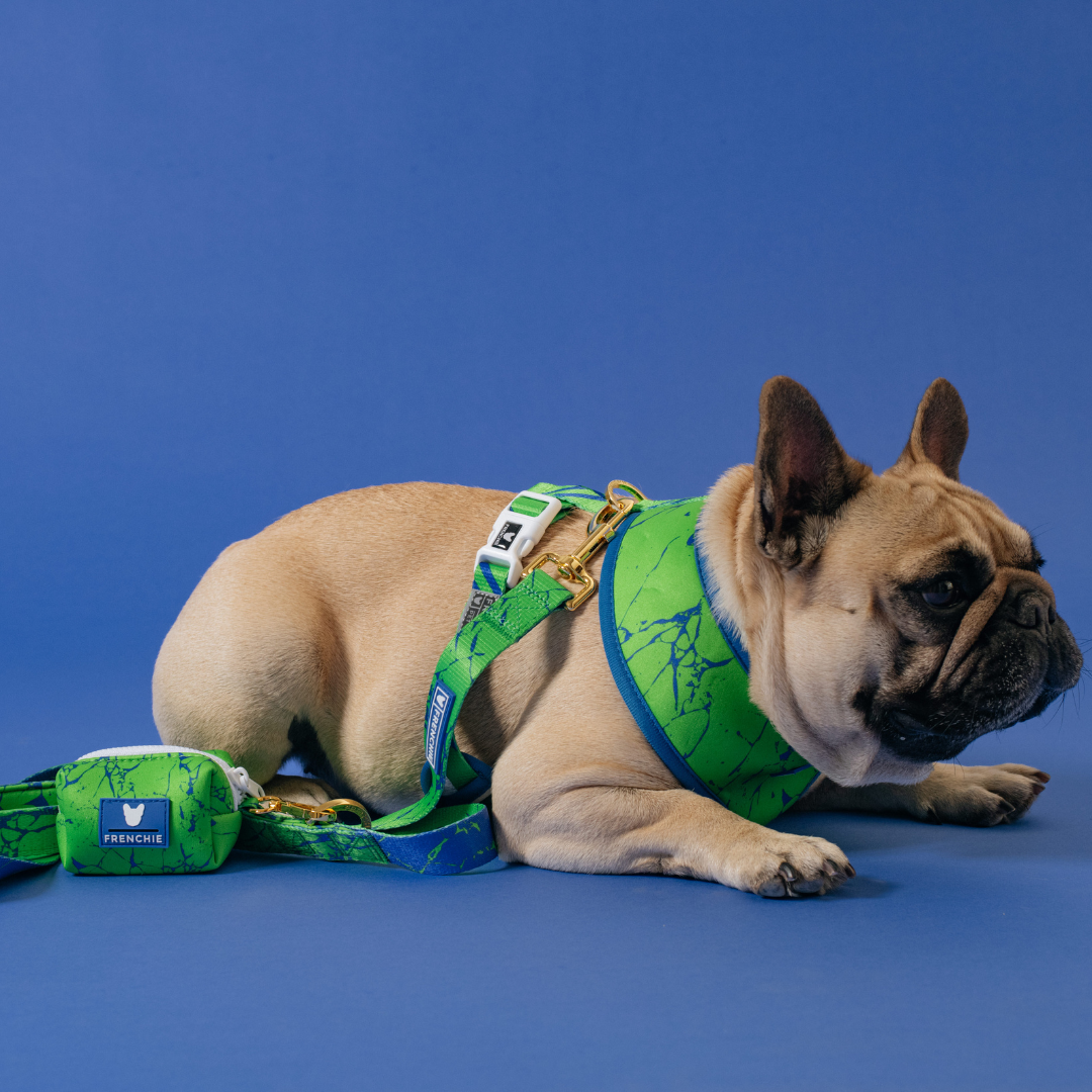 Frenchie Poo Bag Holder - Green Marble