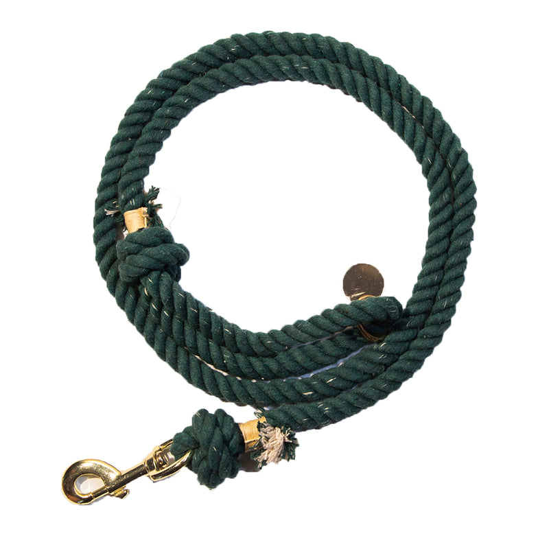 Glow Pups: Dark Green Boho Chic Cotton Rope Dog Leash