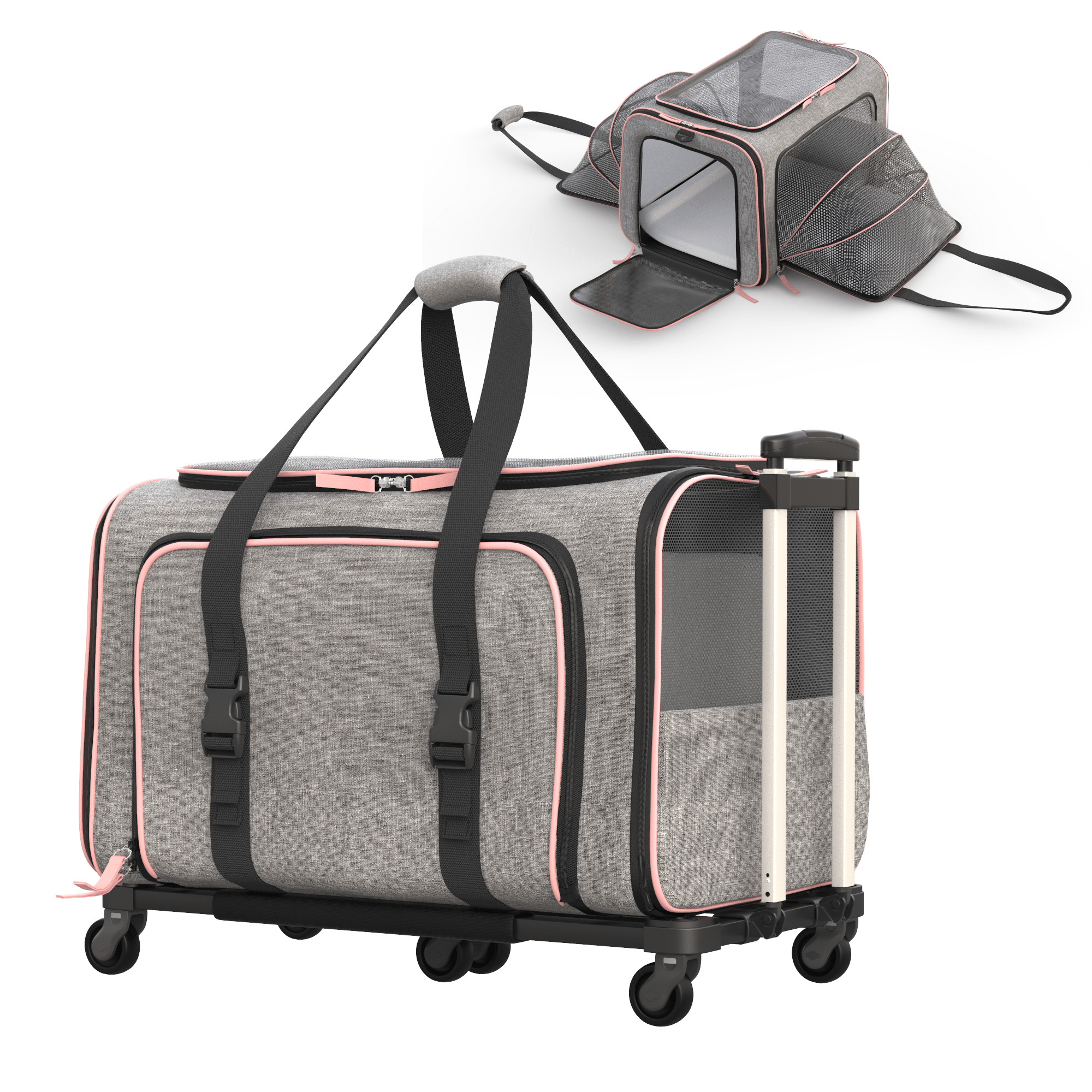 Katziela Rolling Rover Airline Compliant Expandable Wheeled Pet Carrier | HT Animal Supply