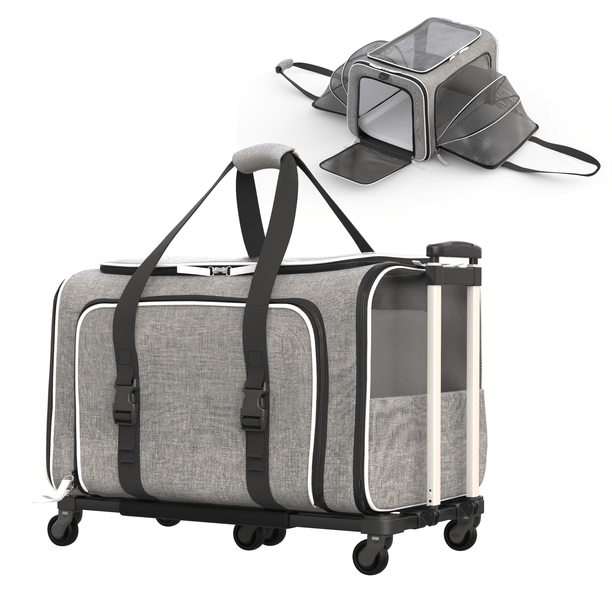 Katziela Rolling Rover Airline Compliant Expandable Wheeled Pet Carrier | HT Animal Supply