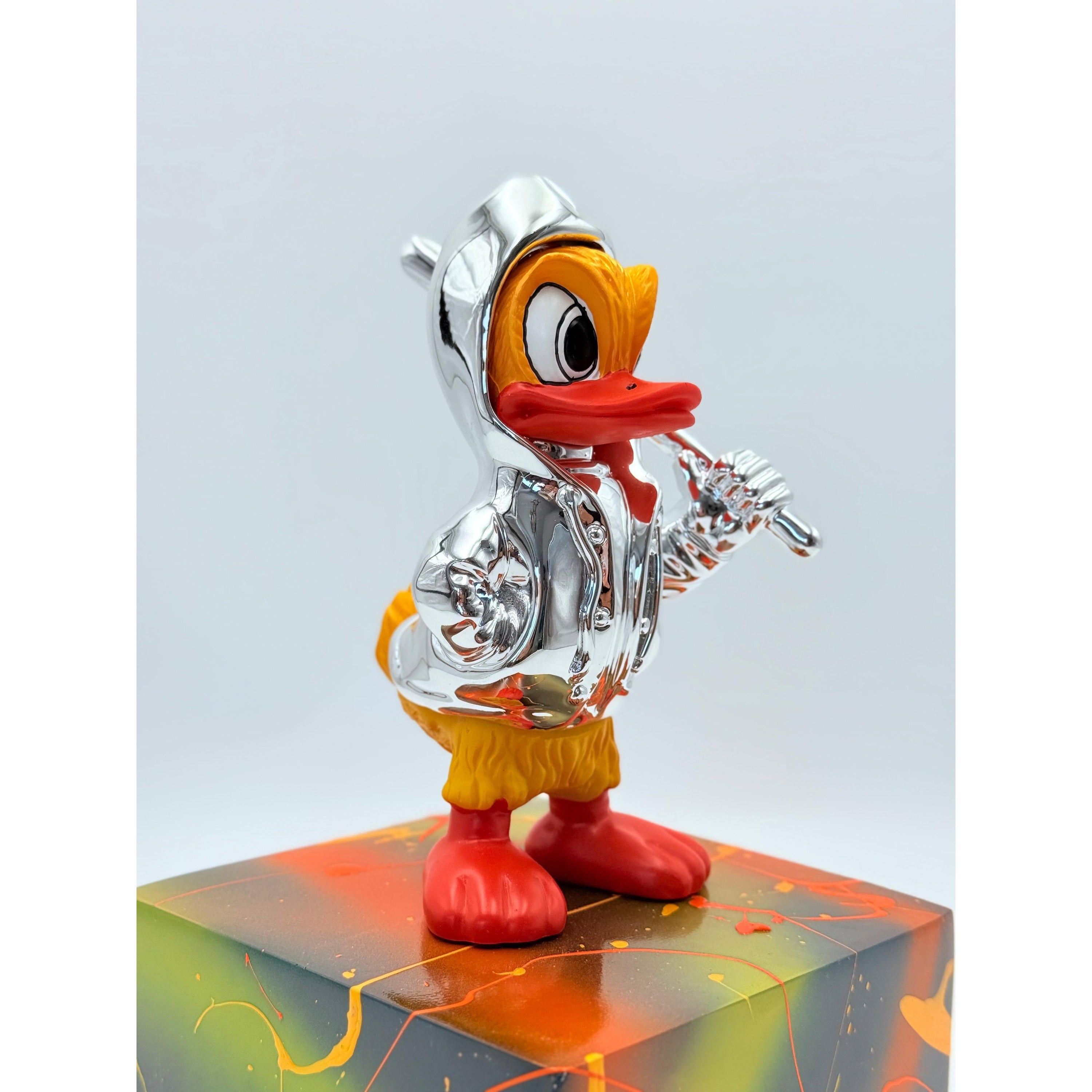 Duck Sculpture - Silver Chrome Jacket Silver; Red Chrome Decor Sculpture image 3 - HT Animal Supply