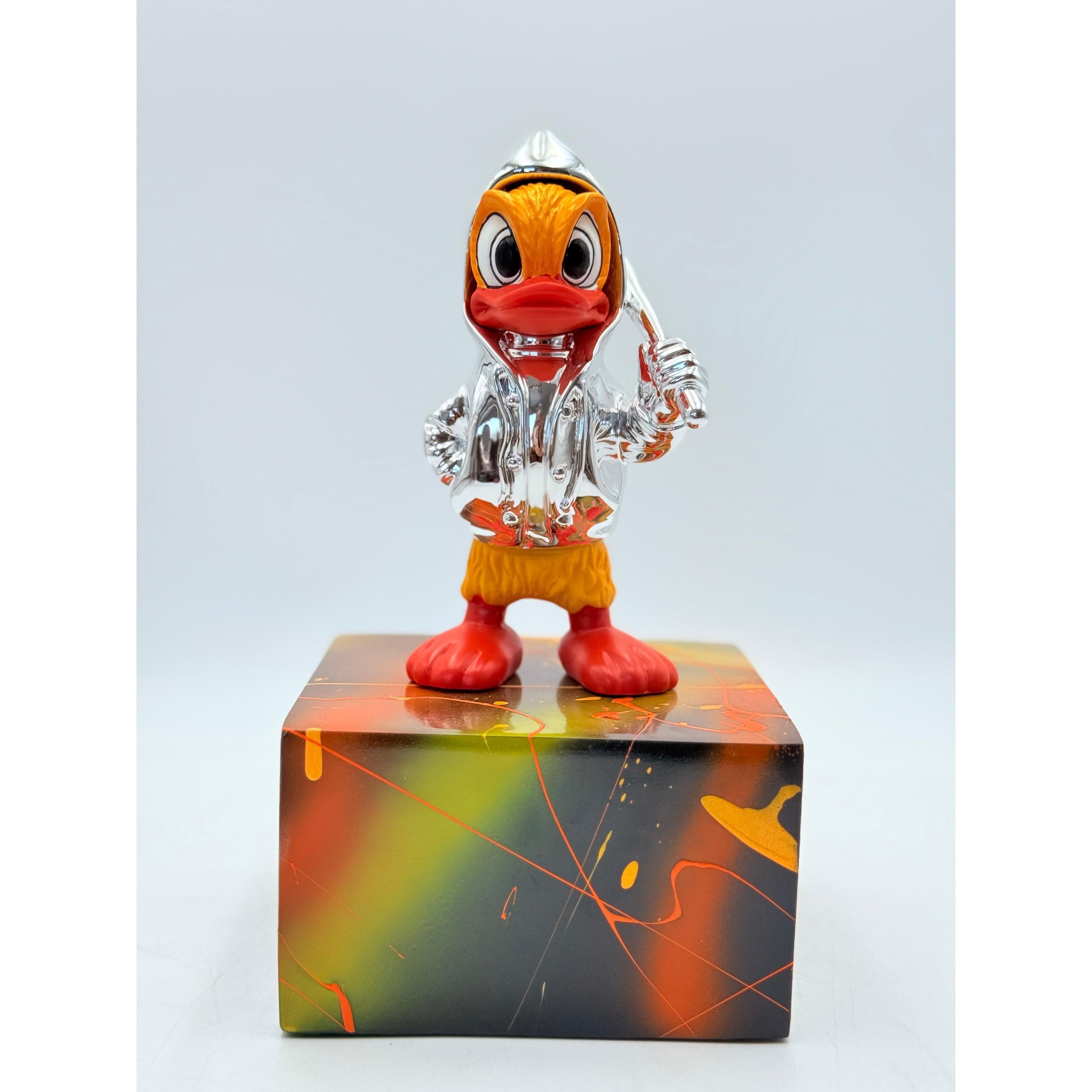 Duck Sculpture - Silver Chrome Jacket Silver; Red Chrome Decor Sculpture image 4 - HT Animal Supply