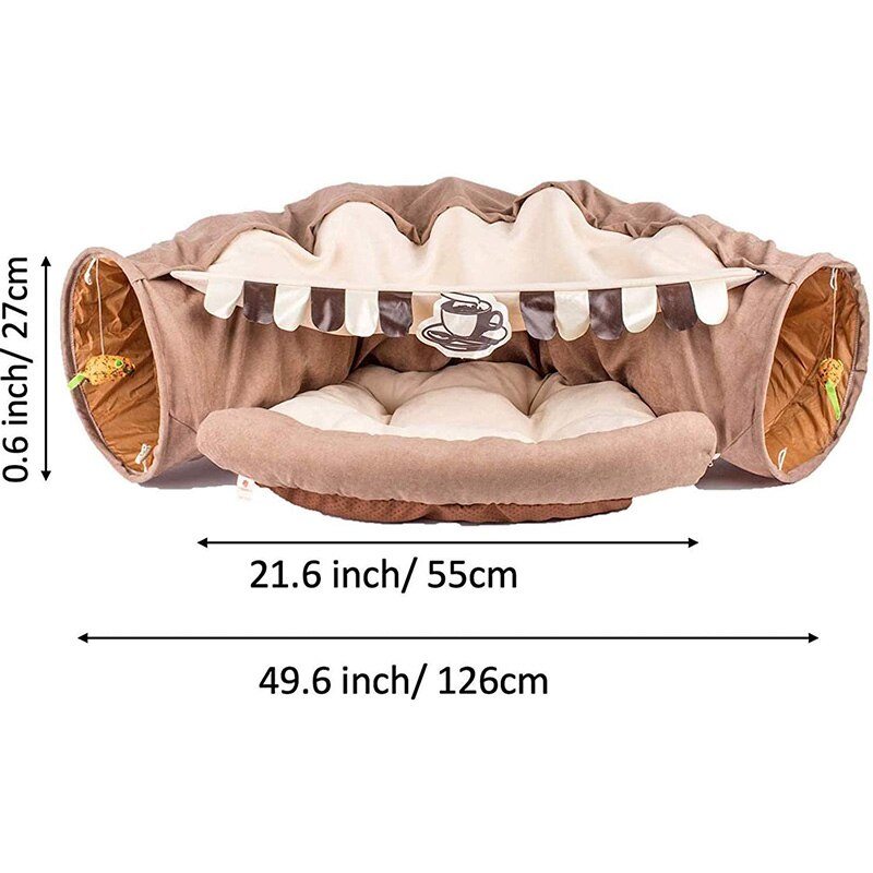 Collapsible Removable Cat Tunnel Tube With Cat Bed Set