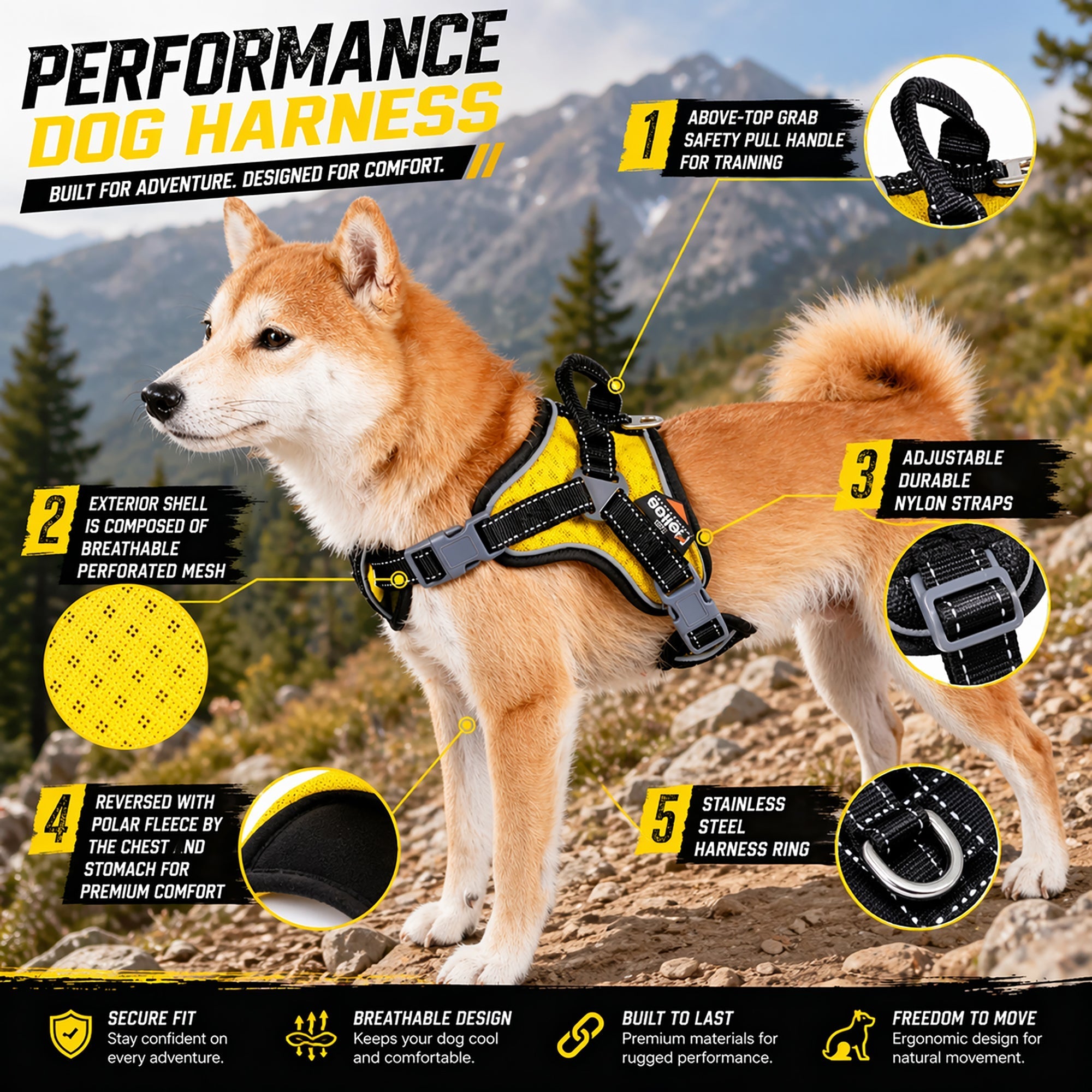 Dog Helios Scorpion Sporty High-Performance Free-Range Dog Harness | HT Animal Supply