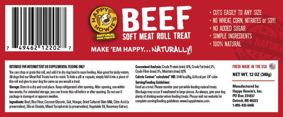 Happy Howies Beef Meat Roll Dog Treat (12oz) - HT Animal Supply