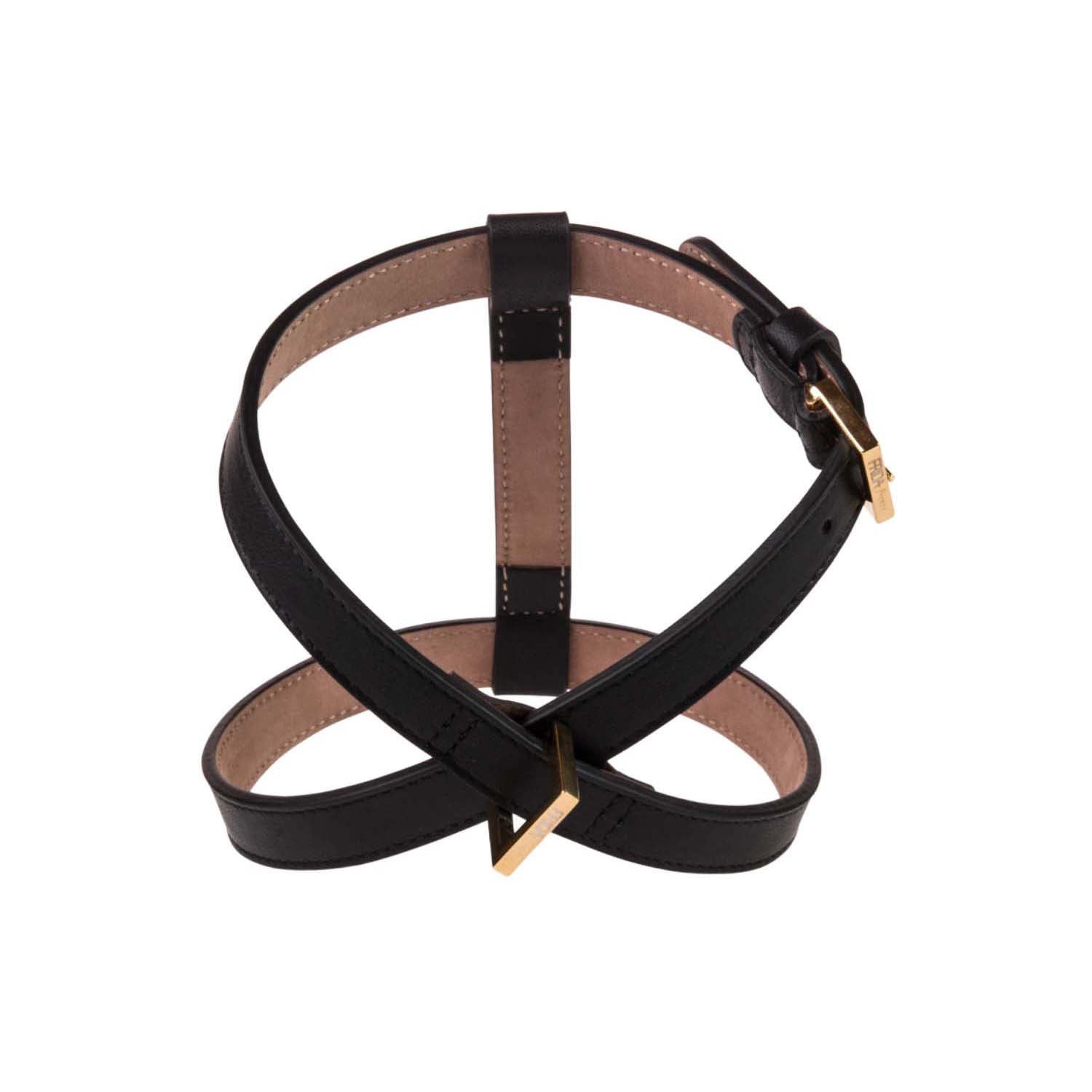 Leather Dog Harness in Black - Plain, Made in Italy