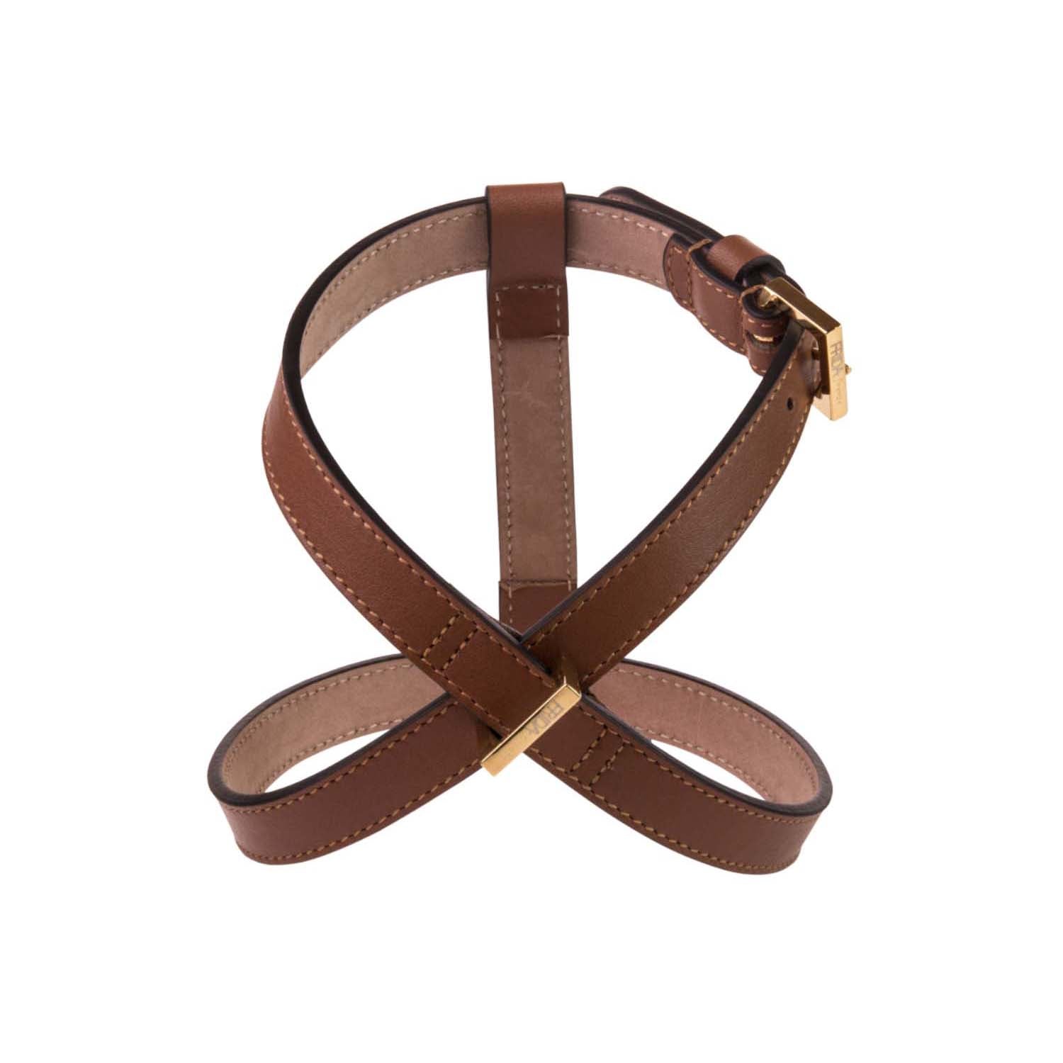 Leather Dog Harness in Brown - Plain, Made in Italy