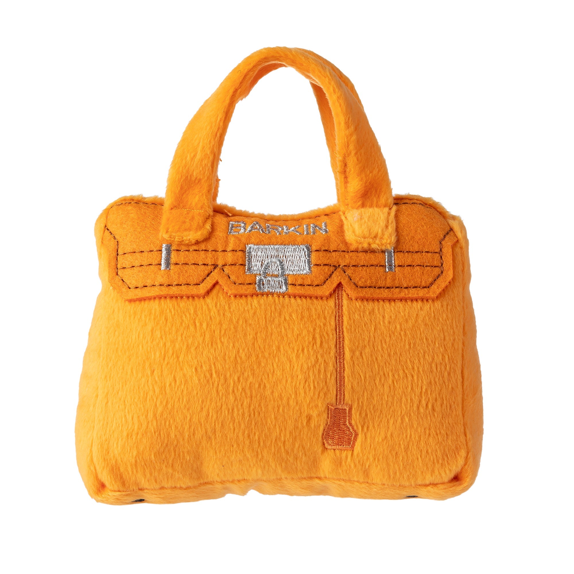 Haute Diggity Dog Barkin Bag - Orange Plush Dog Toy