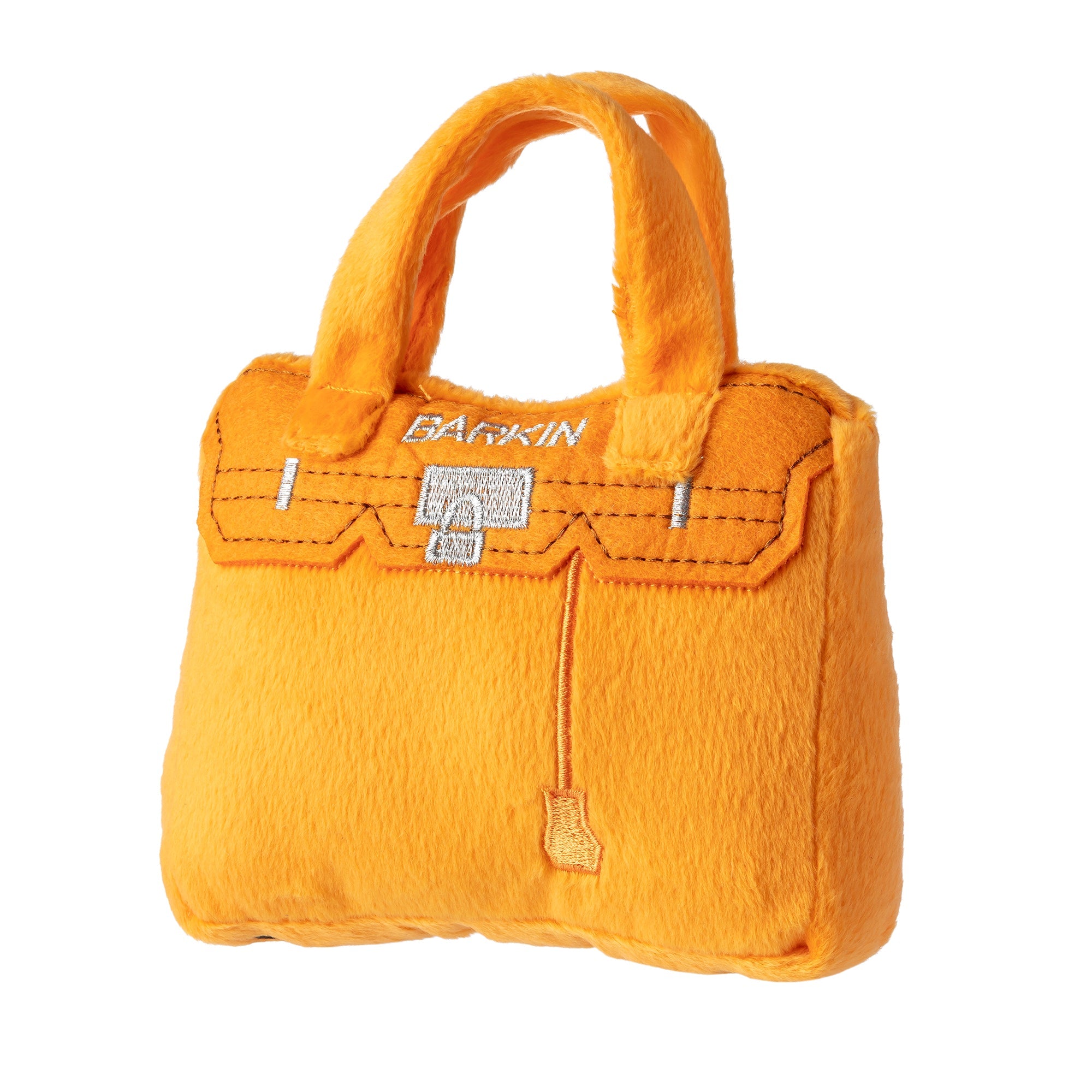Haute Diggity Dog Barkin Bag - Orange Plush Dog Toy