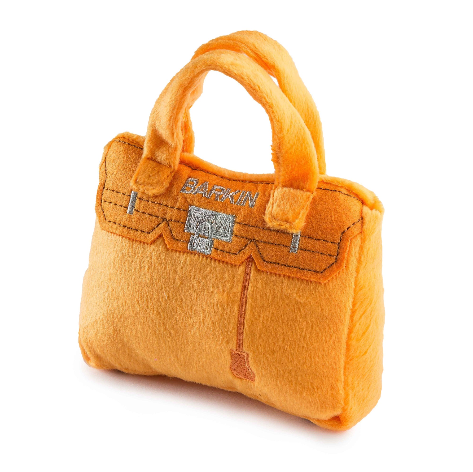 Haute Diggity Dog Barkin Bag - Orange Plush Dog Toy
