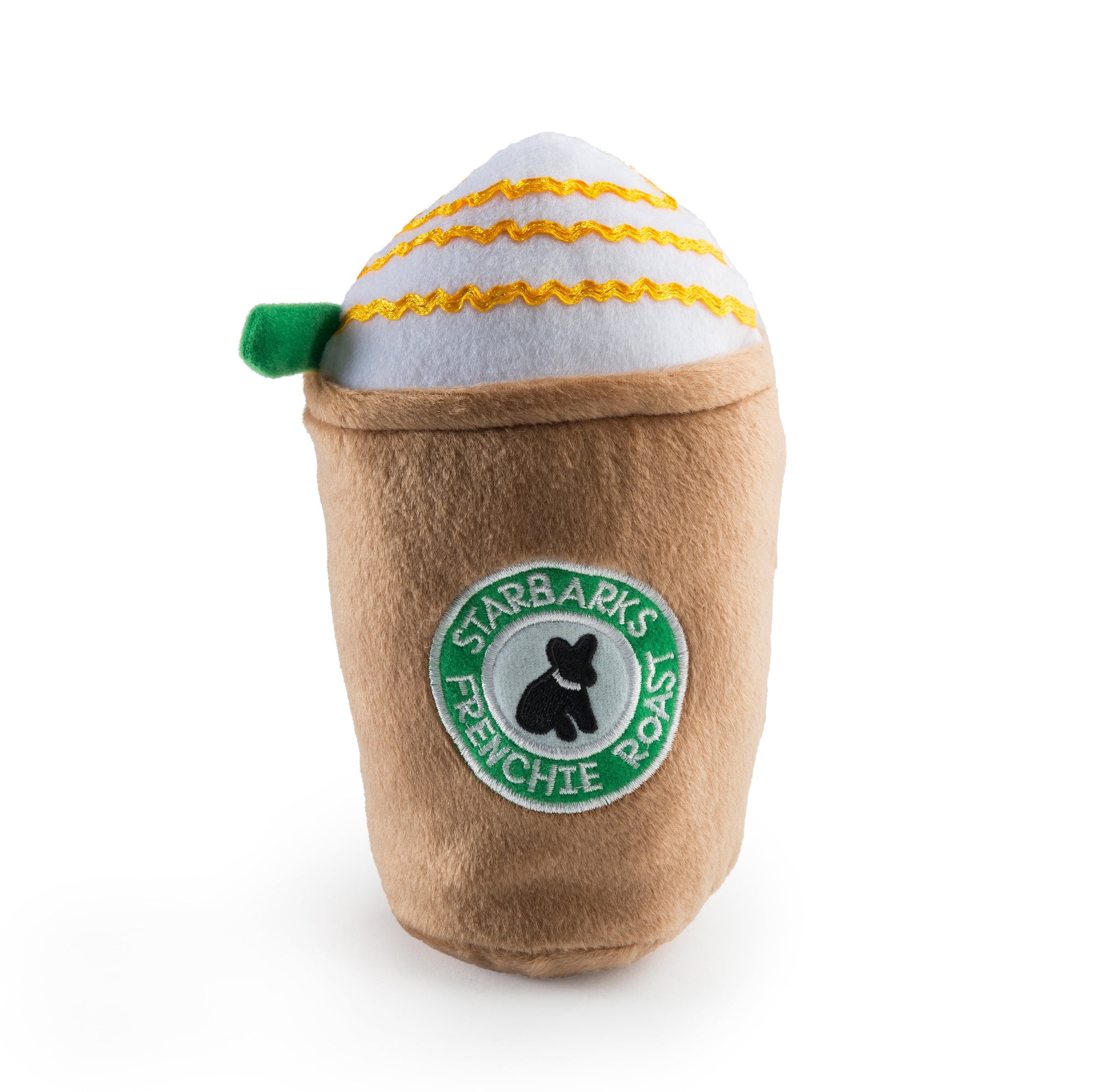 Haute Diggity Dog Starbarks Frenchie Roast Plush Toy with straw Plush Dog Toy