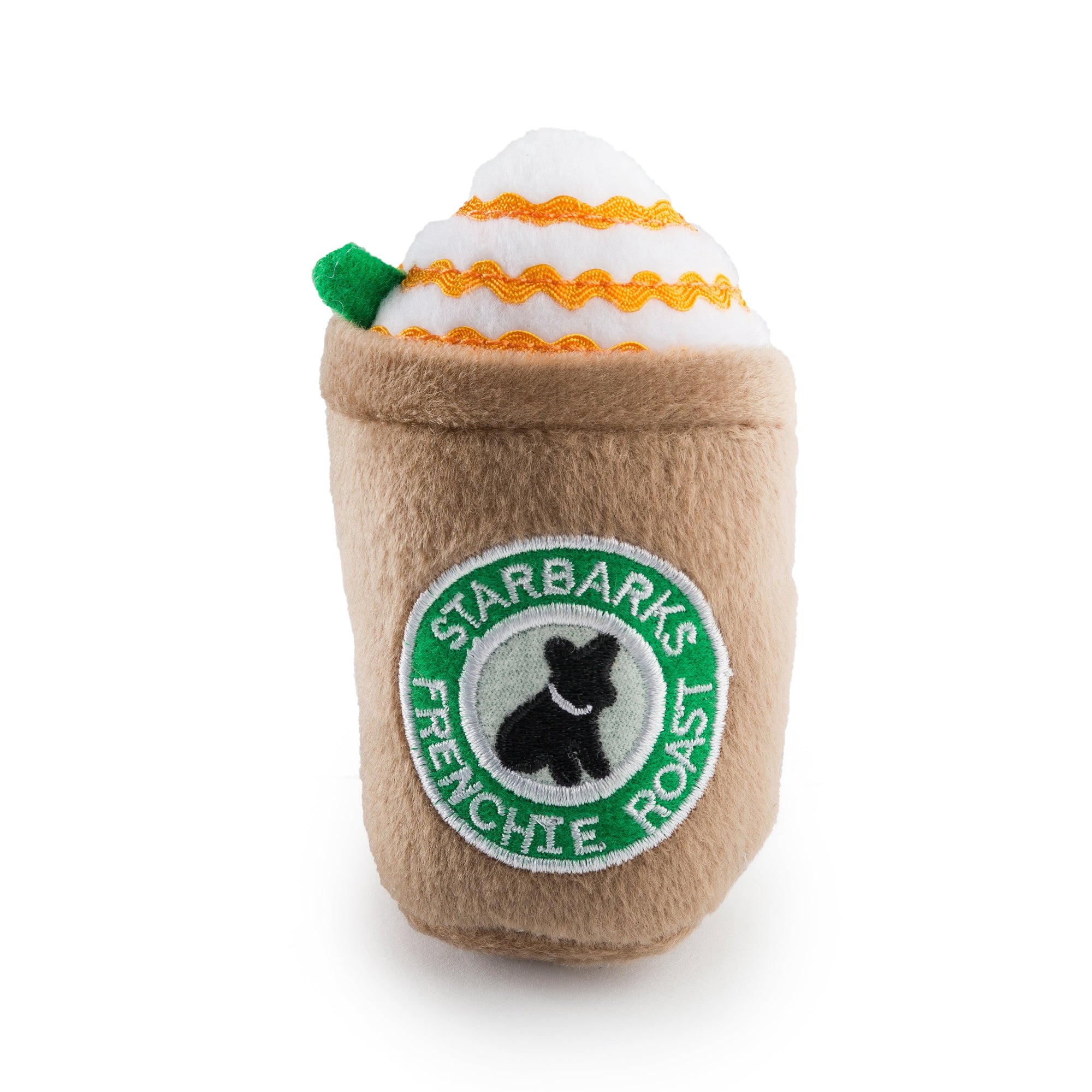 Haute Diggity Dog Starbarks Frenchie Roast Plush Toy with straw Plush Dog Toy