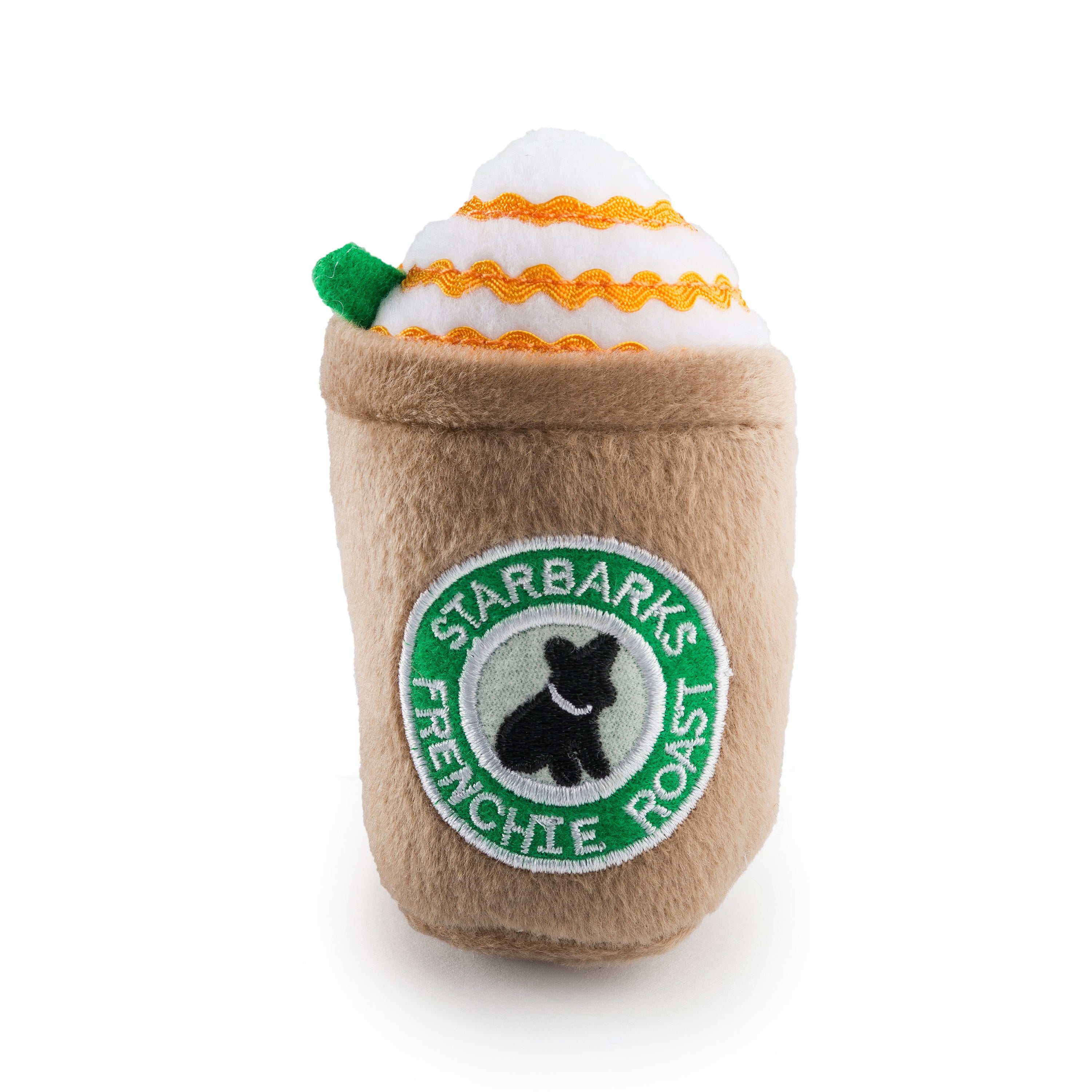 Haute Diggity Dog Starbarks Frenchie Roast Plush Toy with straw Plush Dog Toy