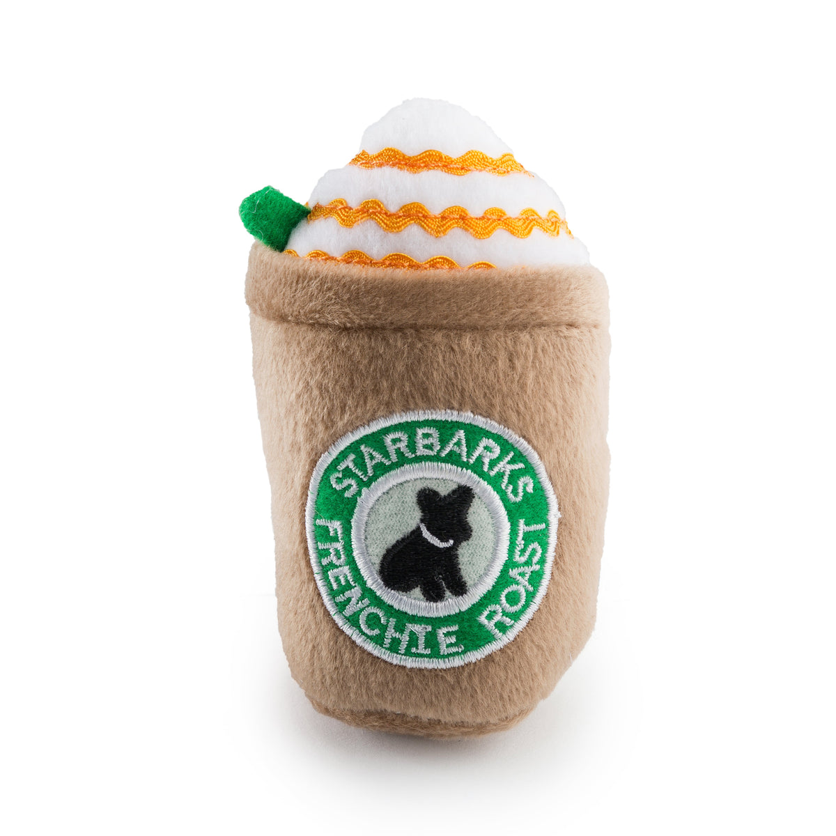Haute Diggity Dog Starbarks Frenchie Roast Plush Toy with straw Plush Dog Toy
