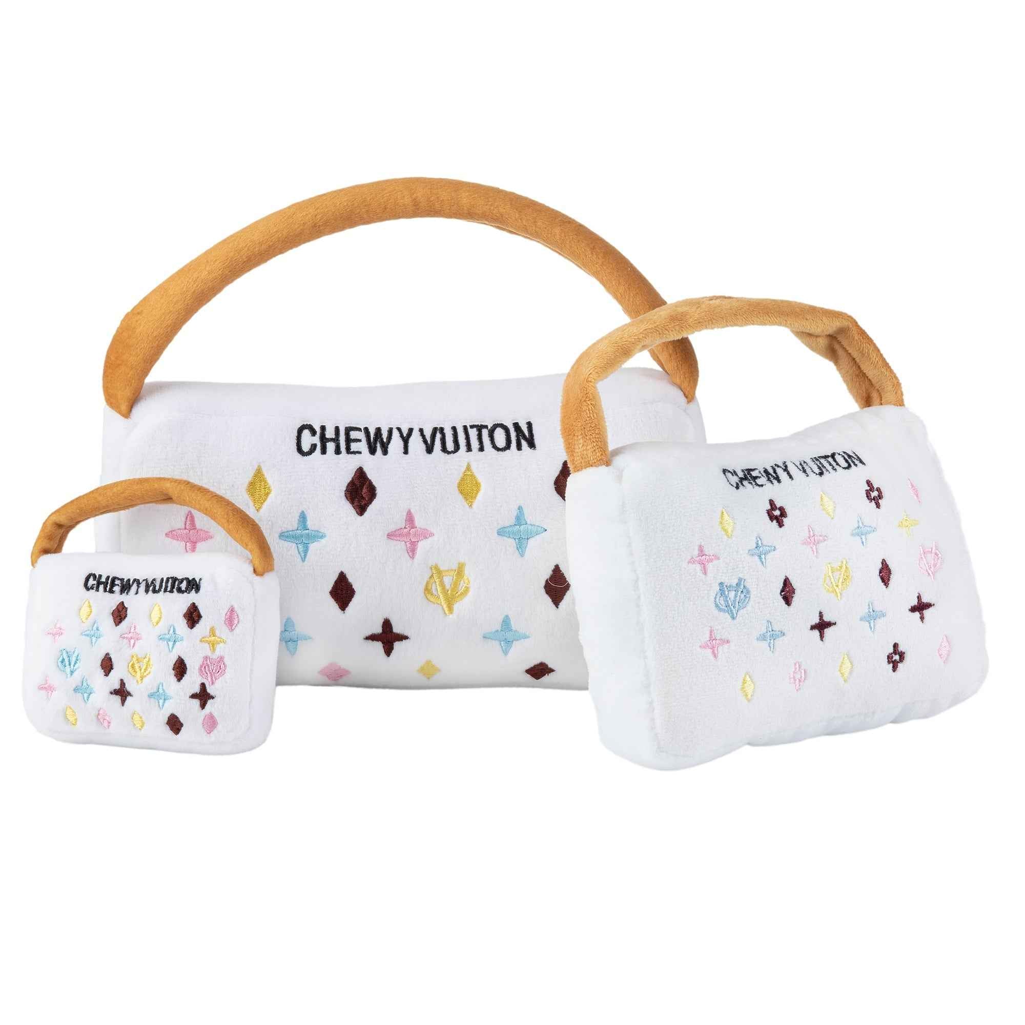 Haute Diggity Dog White Chewy Vuiton Handbag Plush Dog Toy
