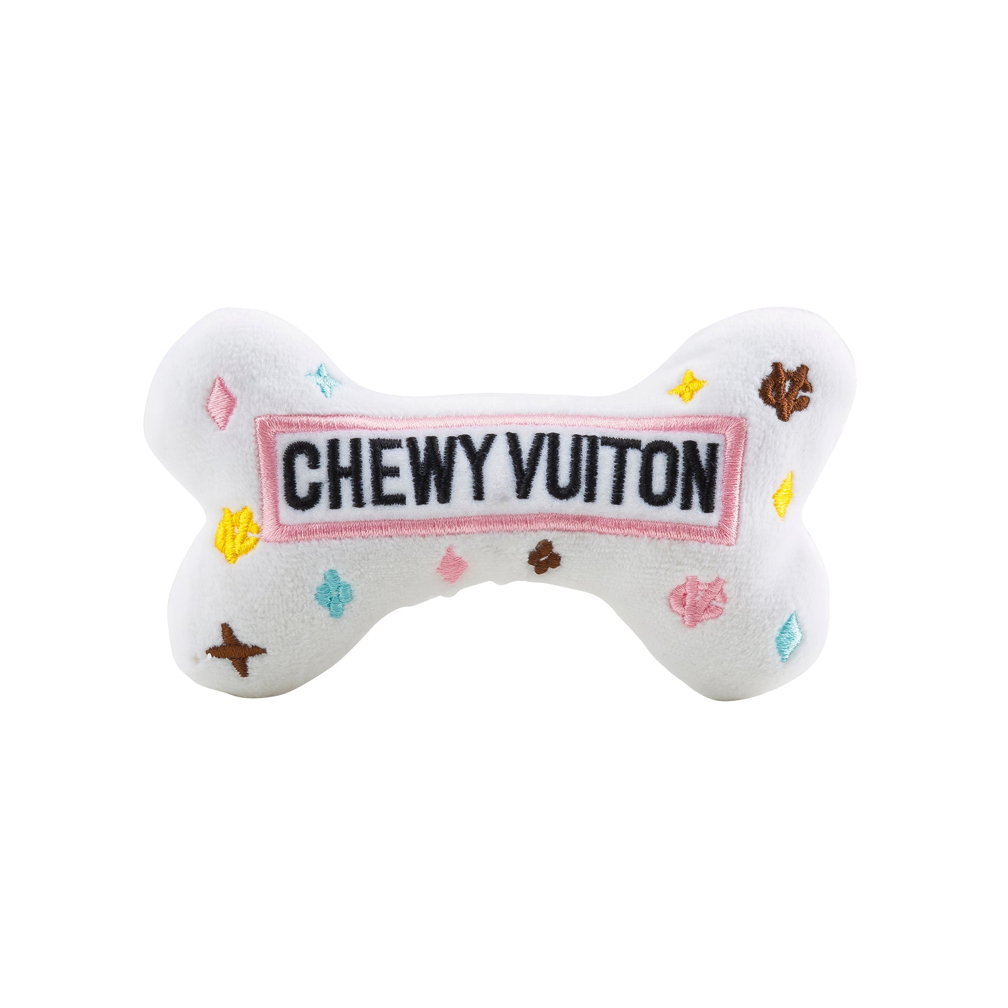 Haute Diggity Dog White Chewy Vuiton Bone Toy Plush Dog Toy