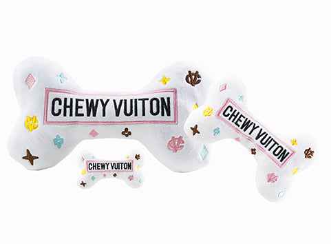 Haute Diggity Dog White Chewy Vuiton Bone Toy Plush Dog Toy