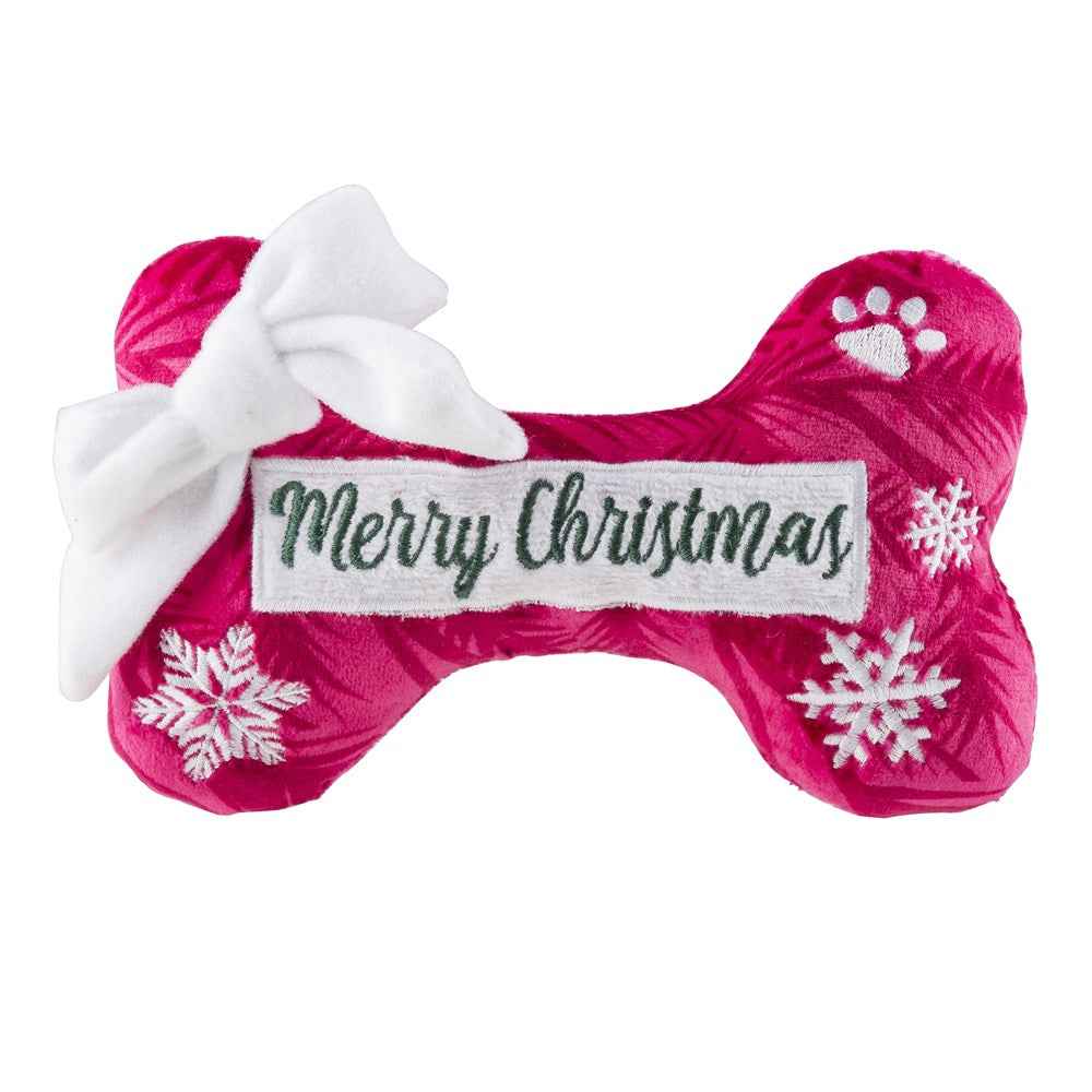 Haute Diggity Dog Puppermint Bone - Merry Christmas Plush Dog Toy Holiday Christmas Plush Dog Toy