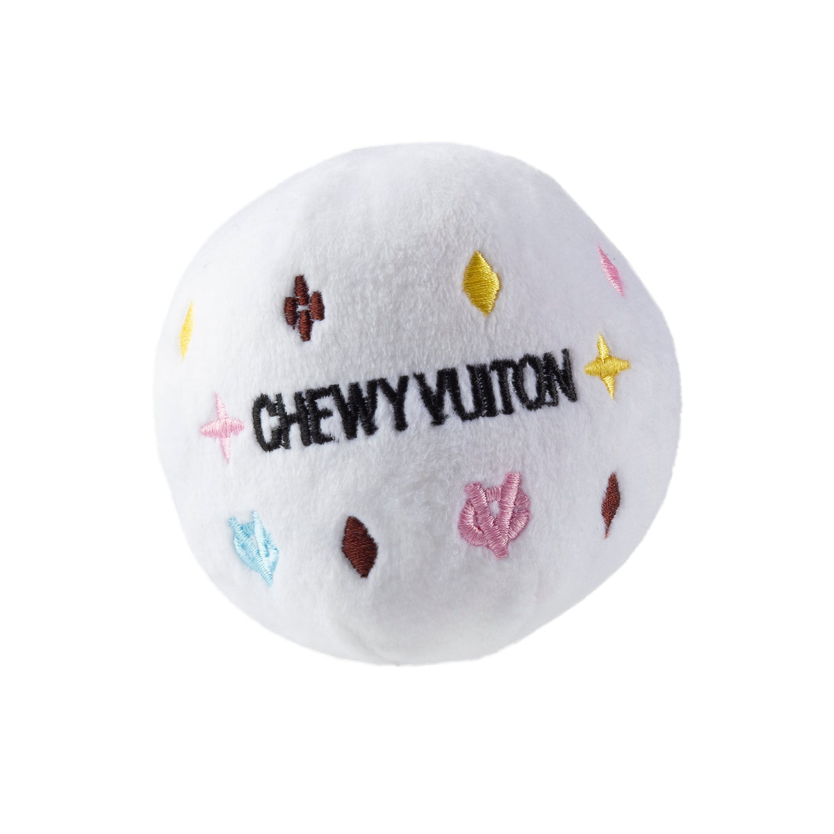 Haute Diggity Dog White Chewy Vuiton Ball Plush Dog Toy