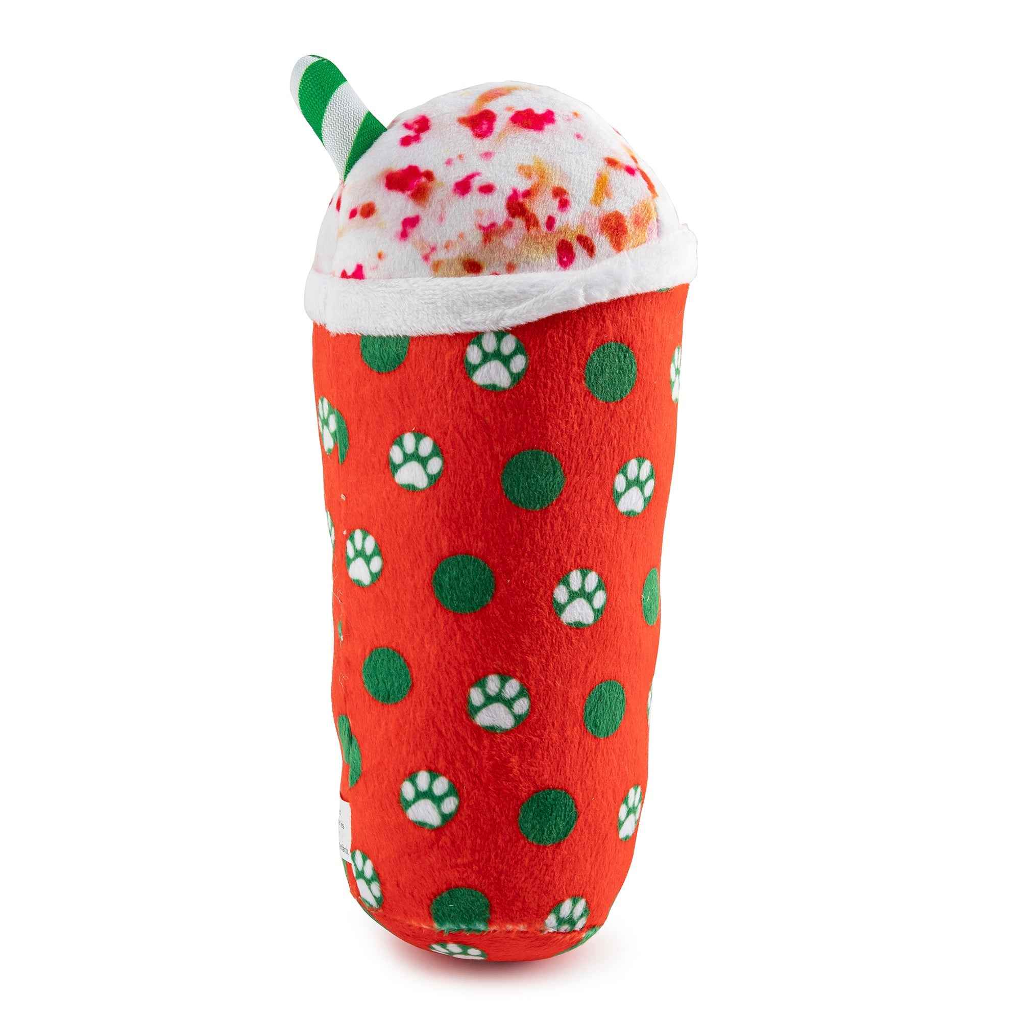 Haute Diggity Dog Starbarks Puppermint Mocha - Christmas Holiday Dots Cup Christmas Plush Dog Toy