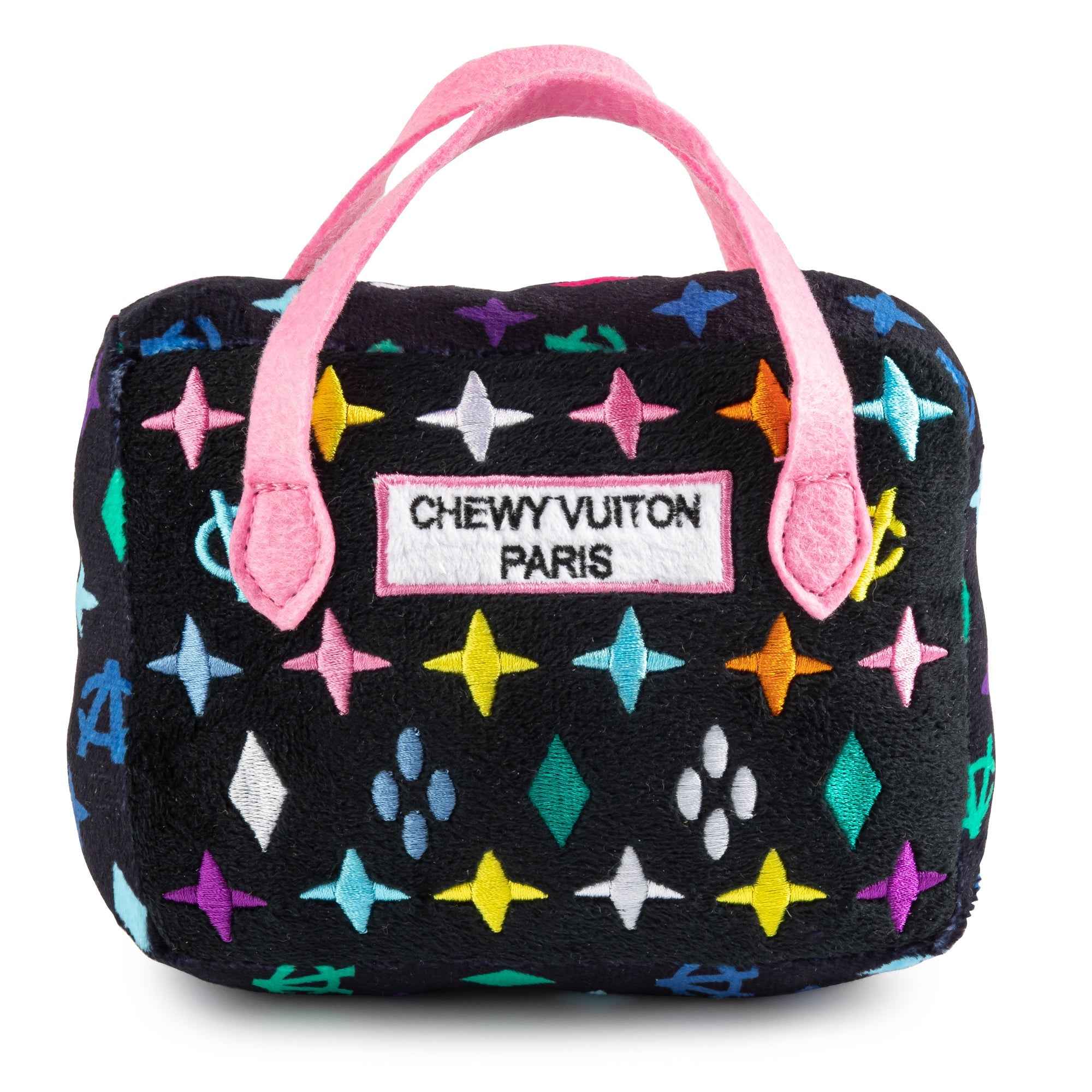 Haute Diggity Dog Black Monogram Chewy Vuiton Handbag Plush Dog Toy