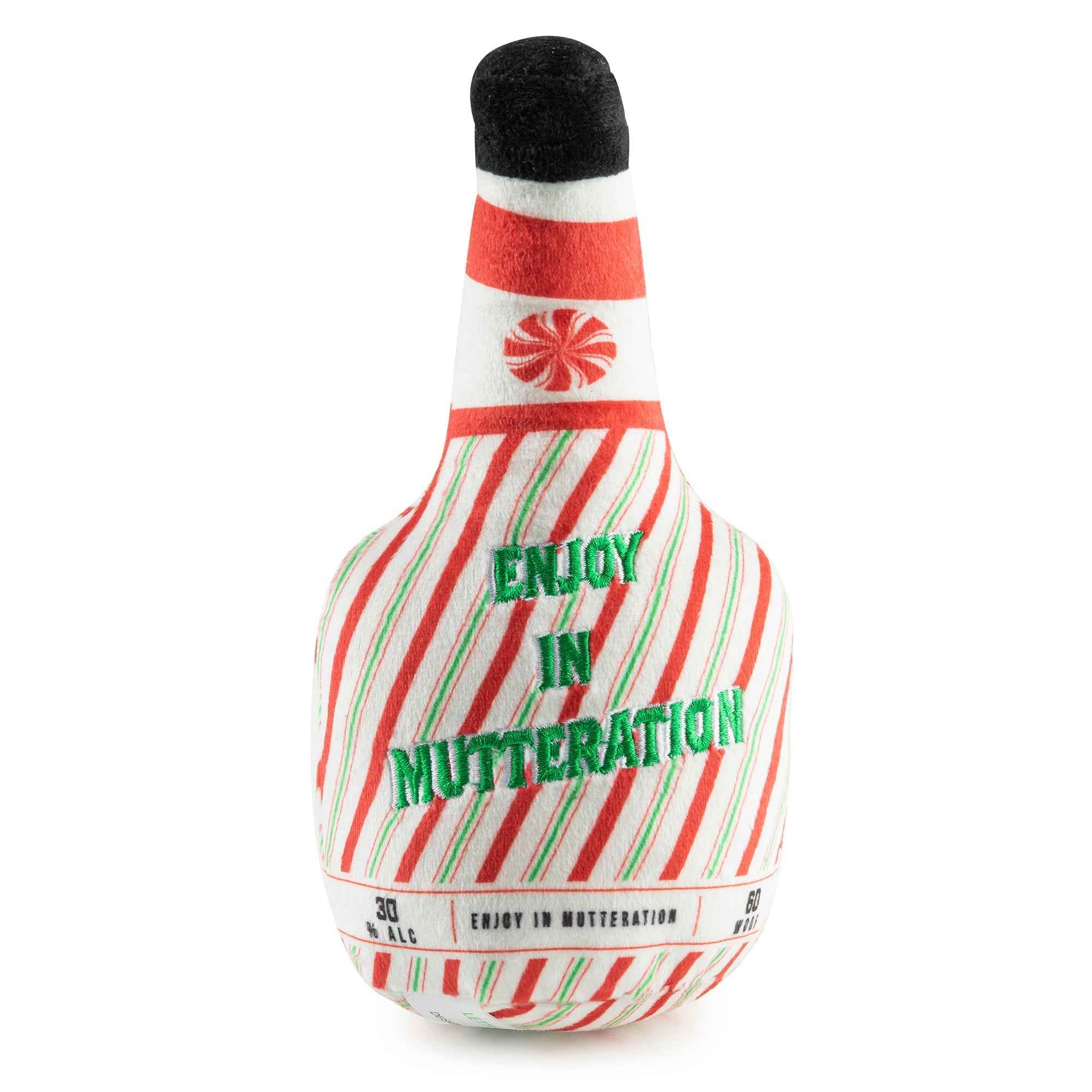 Haute Diggity Dog Puppermint Schnapps Bottle Holiday Christmas Plush Dog Toy
