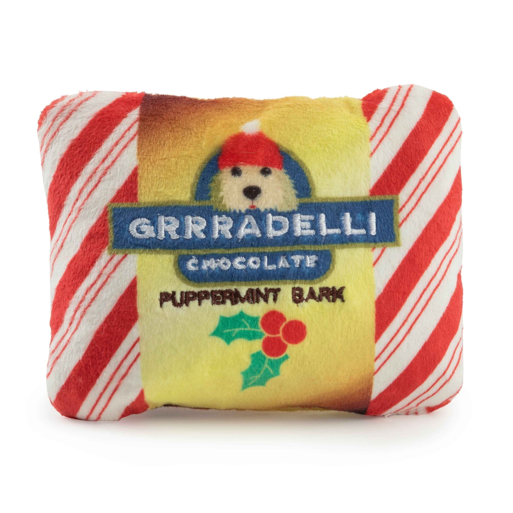 Haute Diggity Dog Grrradelli Puppermint Bark Square Christmas Christmas Plush Dog Toy